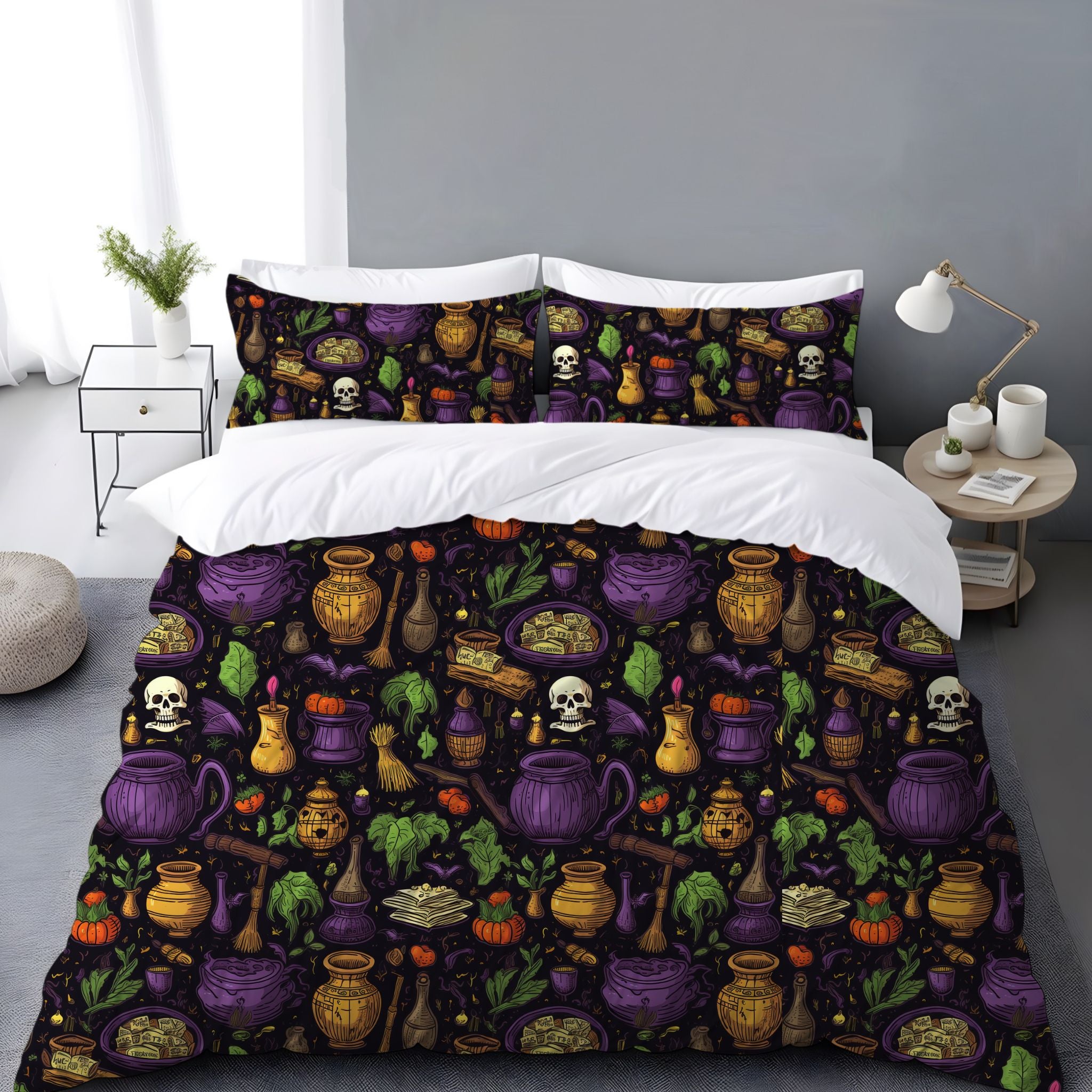 Hallows' Eve Spell Duvet Cover and Pillow Shams, Microfiber