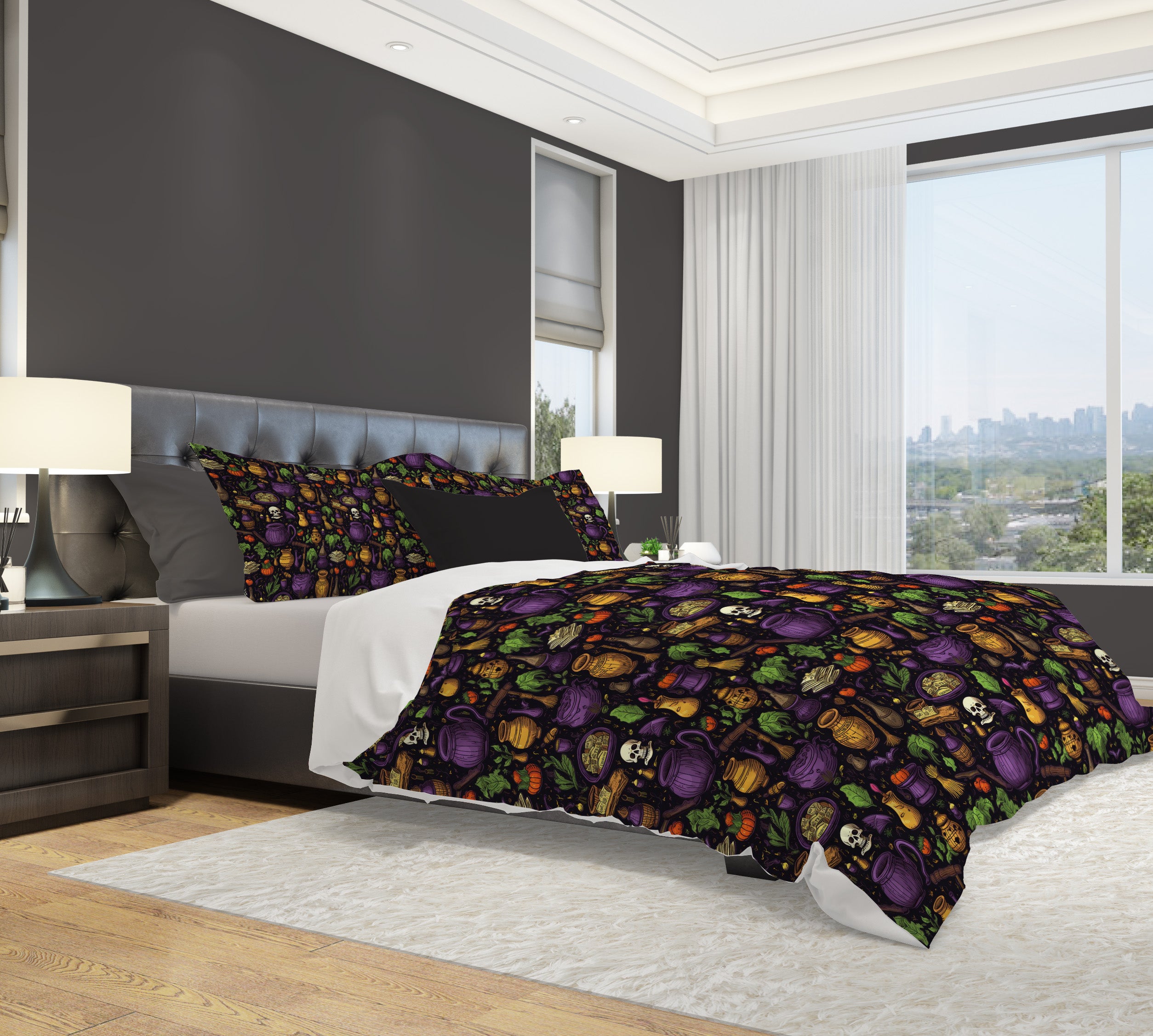 Hallows' Eve Spell Duvet Cover and Pillow Shams, Microfiber