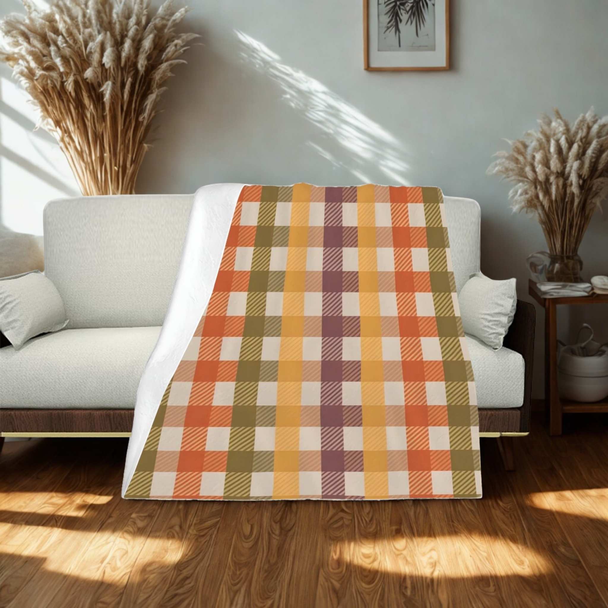 Autumn Plaid Throw Blanket – Sherpa or Velveteen | Harvest Check