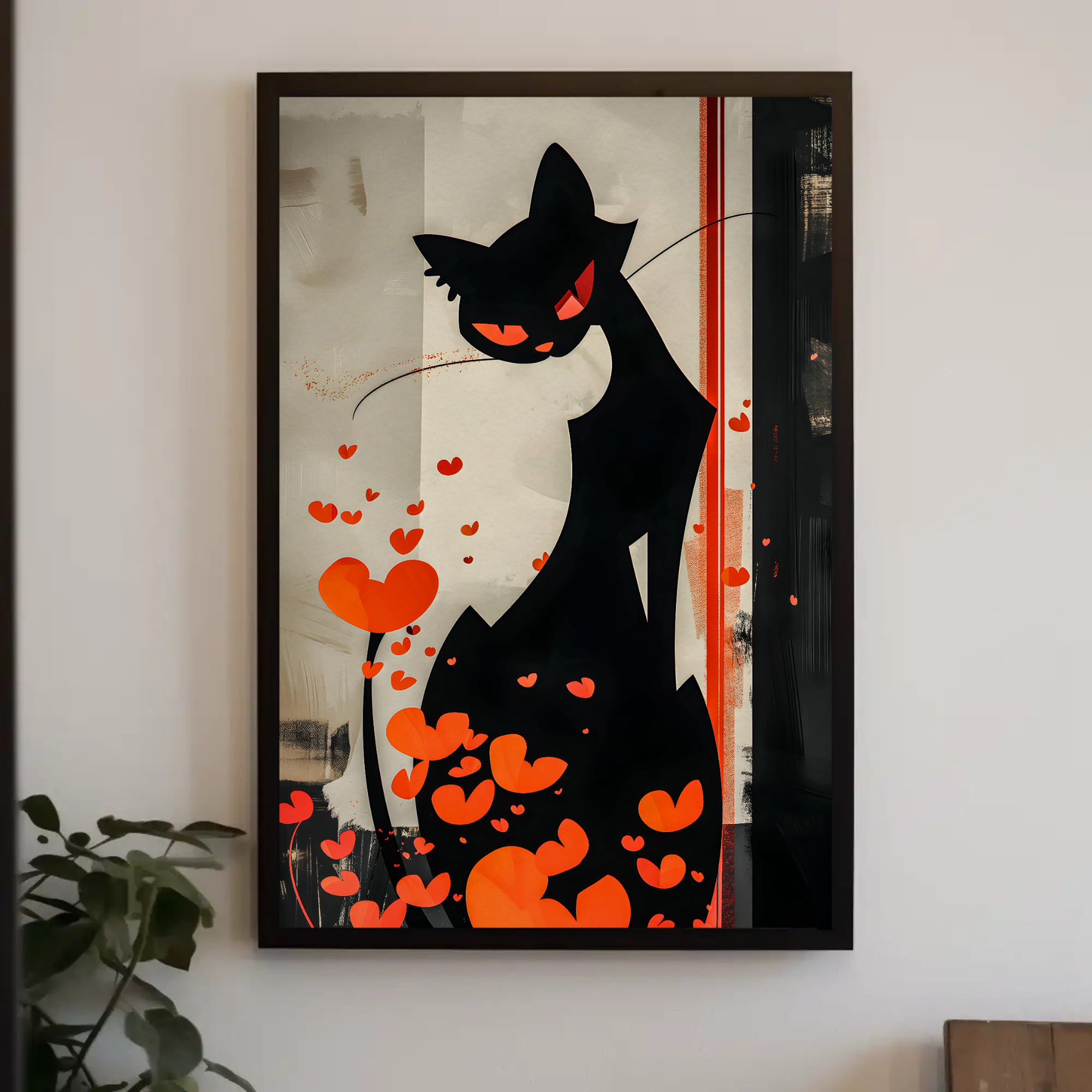 Heartthrob Cat Art: Contemporary Black Cat Painting