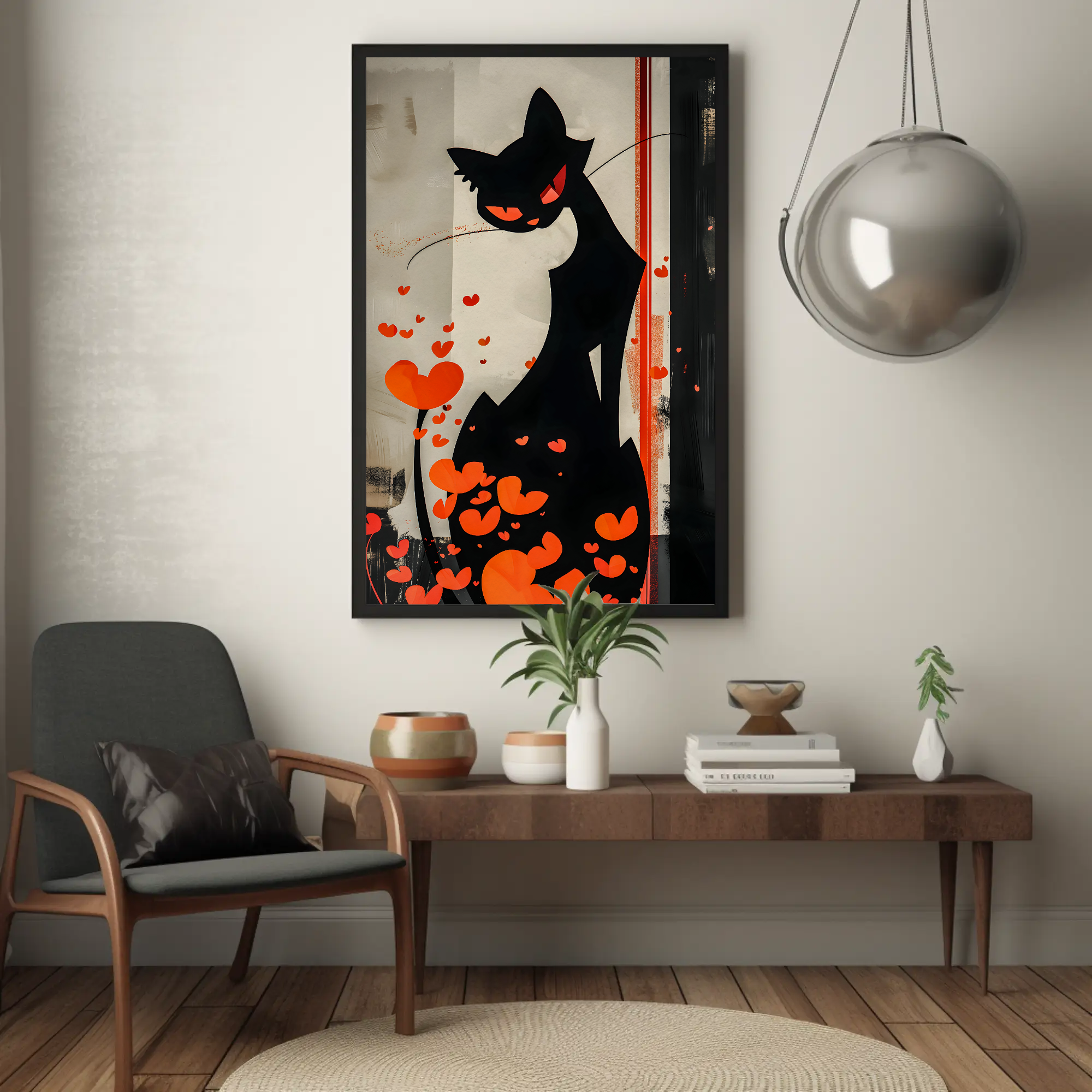 Heartthrob Cat Art: Contemporary Black Cat Painting