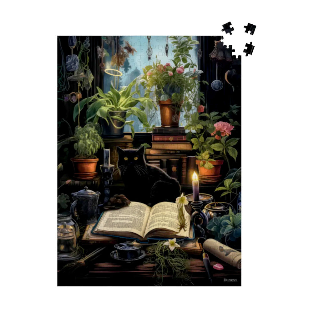 Herb Loving Cat Wooden Jigsaw Puzzle: 500 or 1000 Pieces