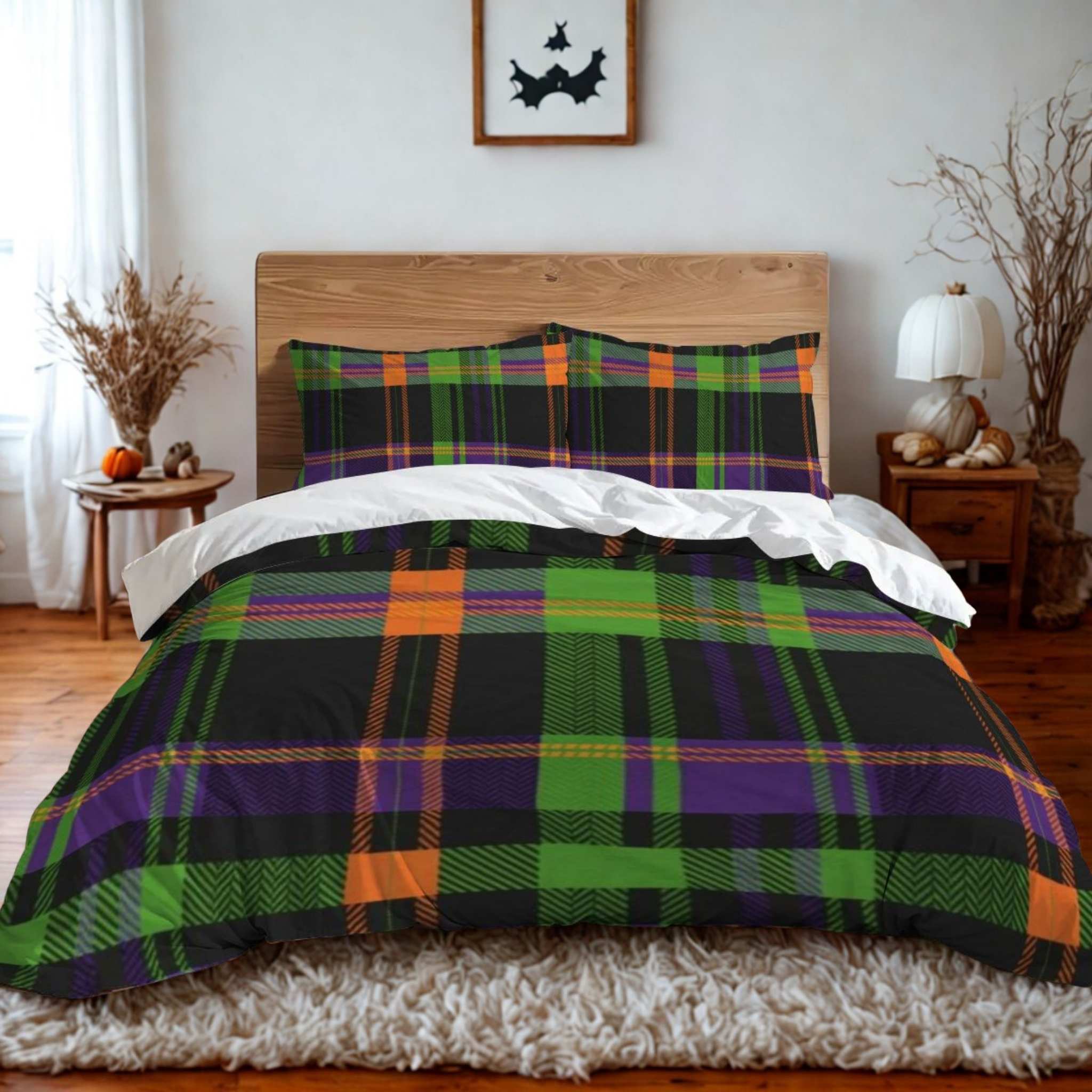 Halloween Duvet Set – Queen or King Plaid Bedding | Hex Check