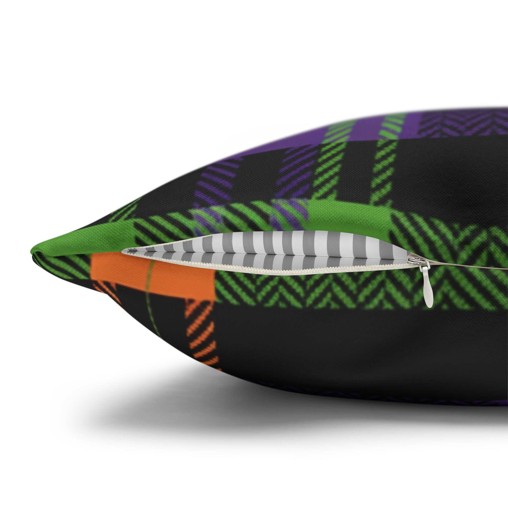 Plaid Throw Pillow – Woven Gothic Halloween Cushion | Hex Check