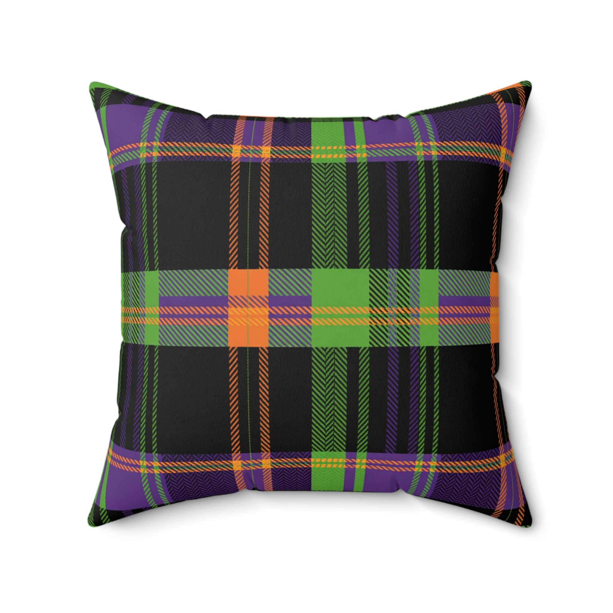 Plaid Throw Pillow – Woven Gothic Halloween Cushion | Hex Check