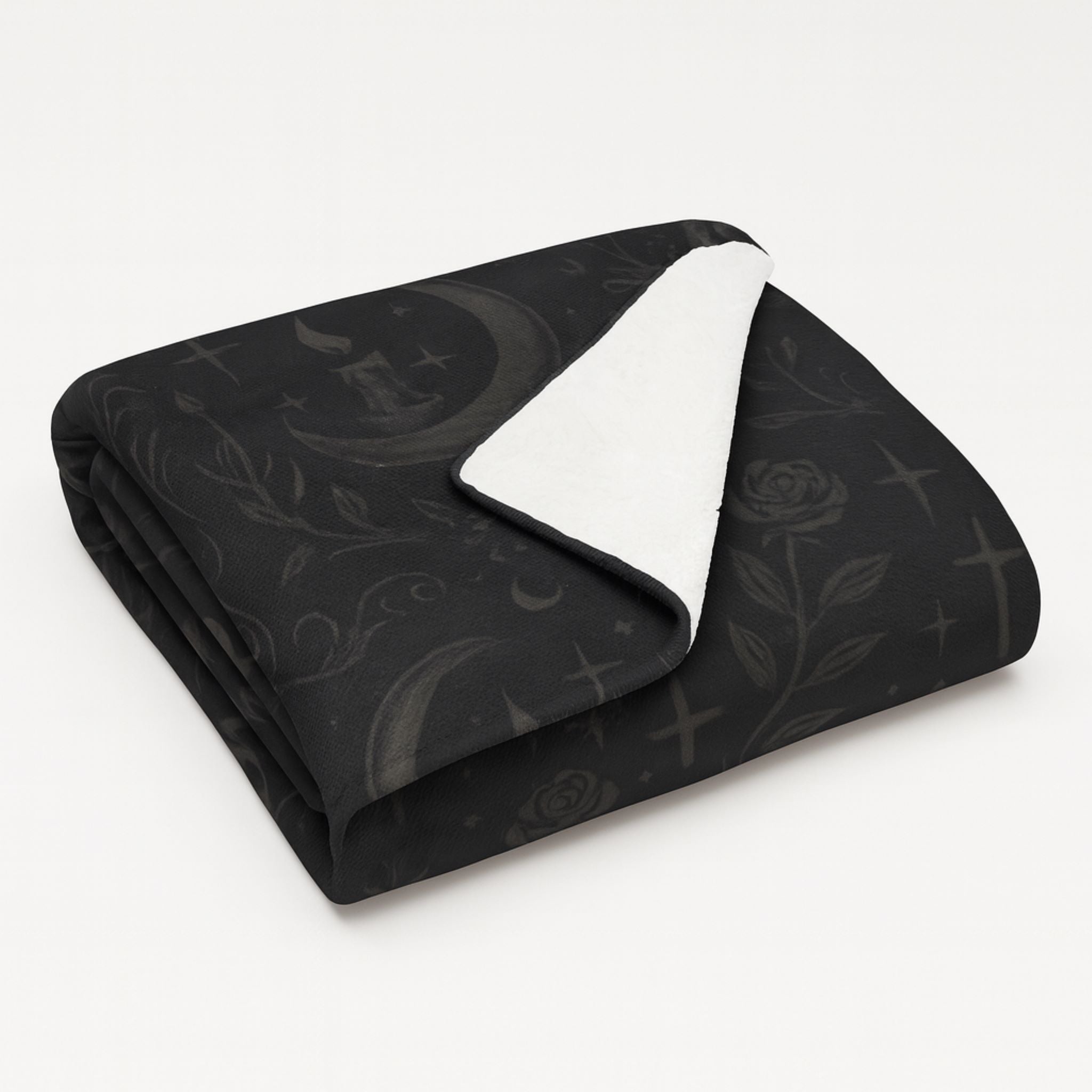 Occult Throw Blanket – Gothic Moon & Candle | Hexhaven