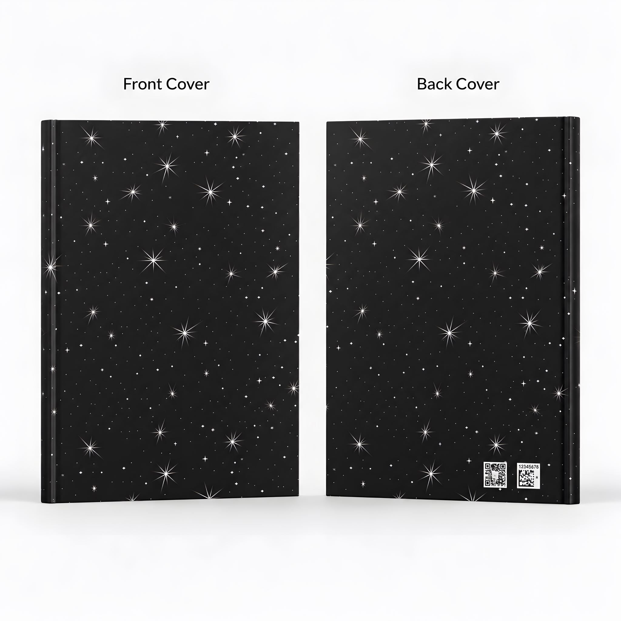 Whimsigoth celestial journal with star pattern on front and back cover