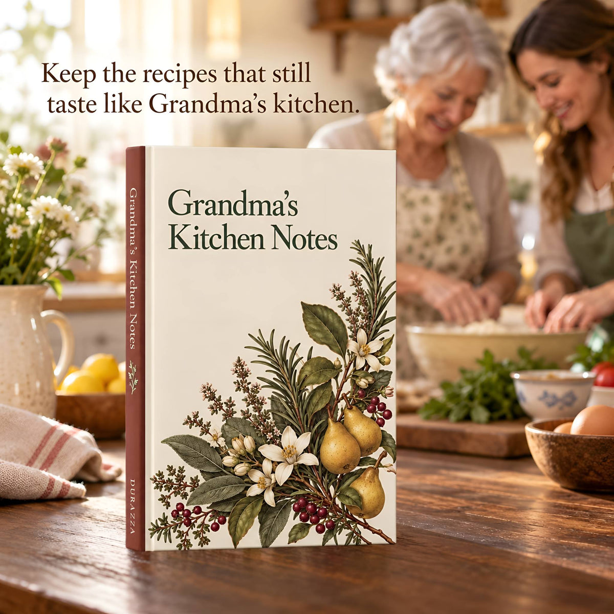 Pear & Herb Hardcover Journal for Grandma | Kitchen Notes