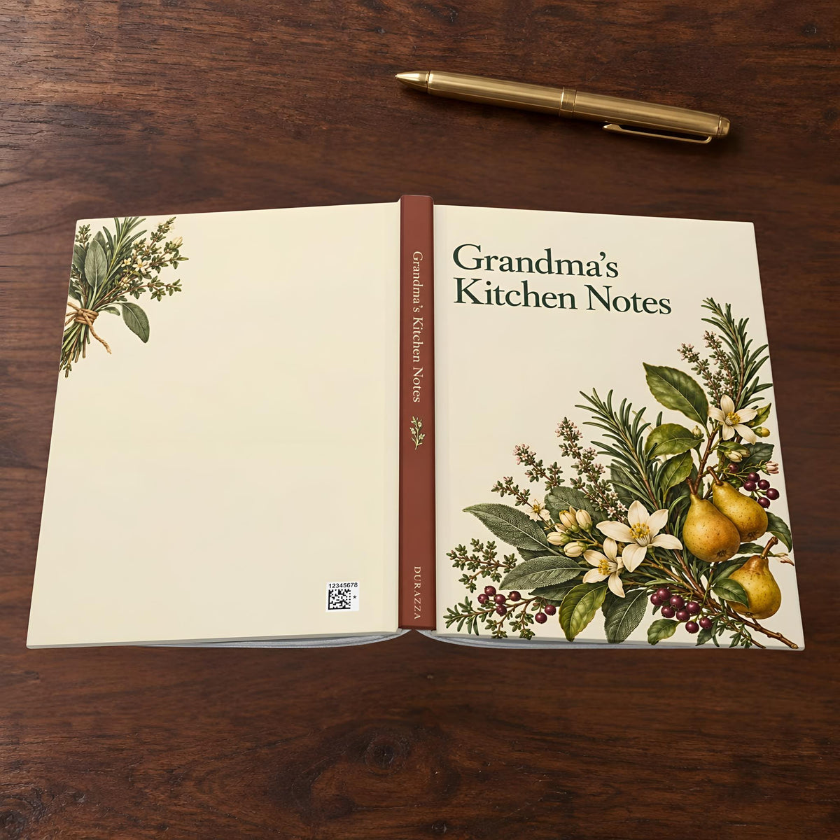 Pear & Herb Hardcover Journal for Grandma | Kitchen Notes