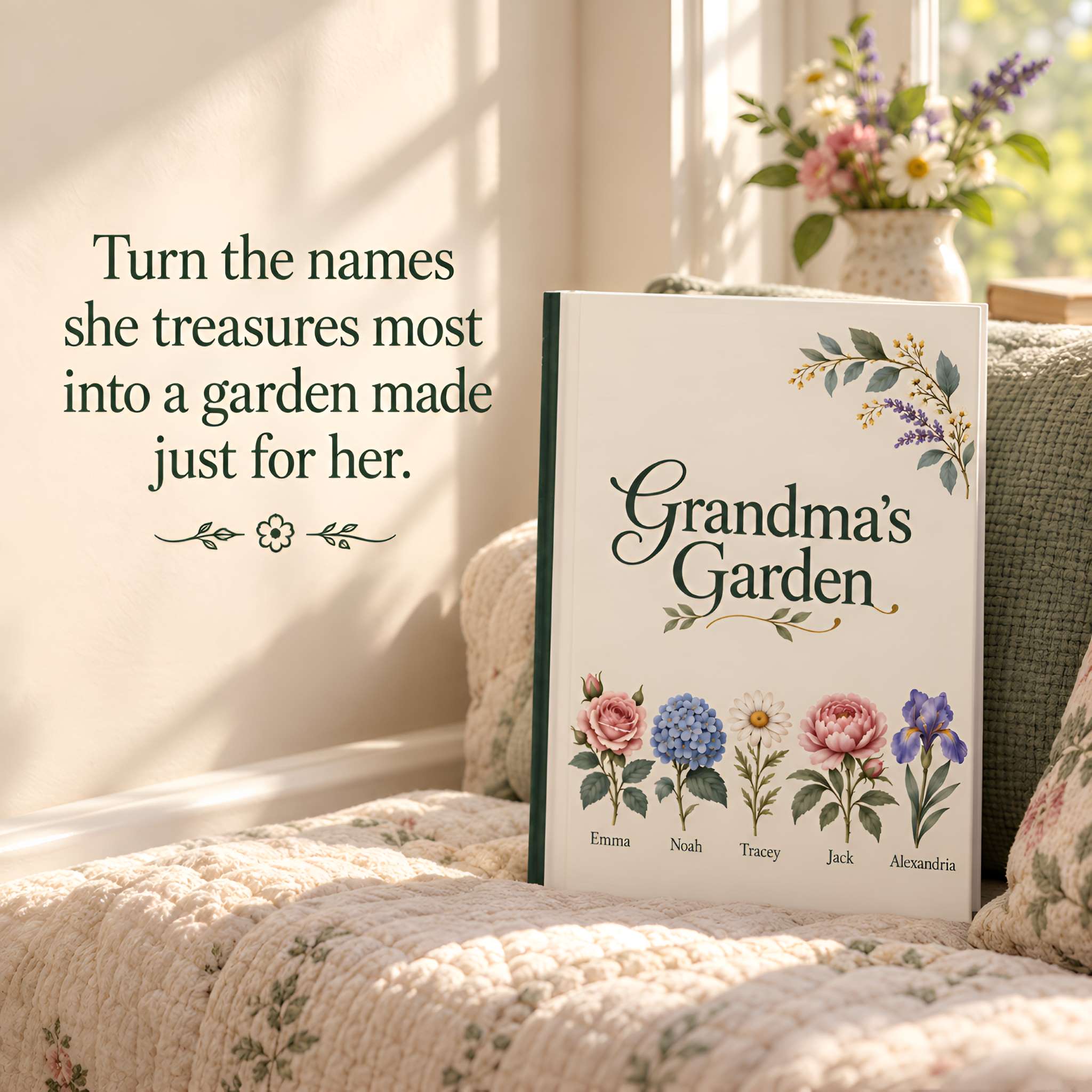 Personalized Grandma Journal, Lined Hardcover | Grandma’s Garden