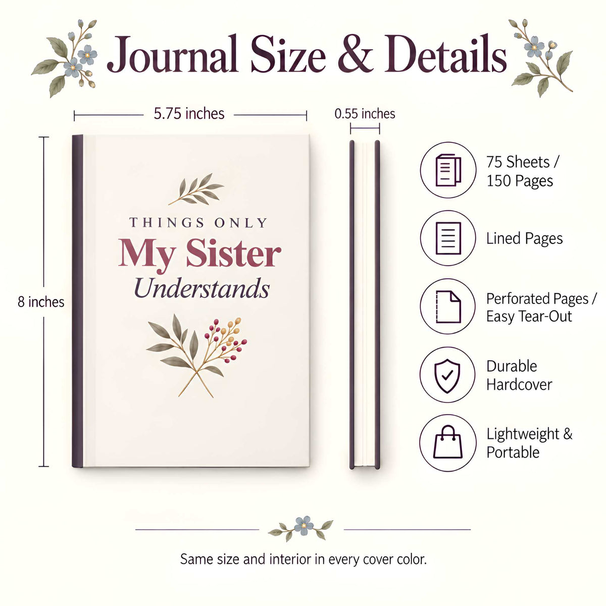 Sister Hardcover Journal | Things Only My Sister Understands