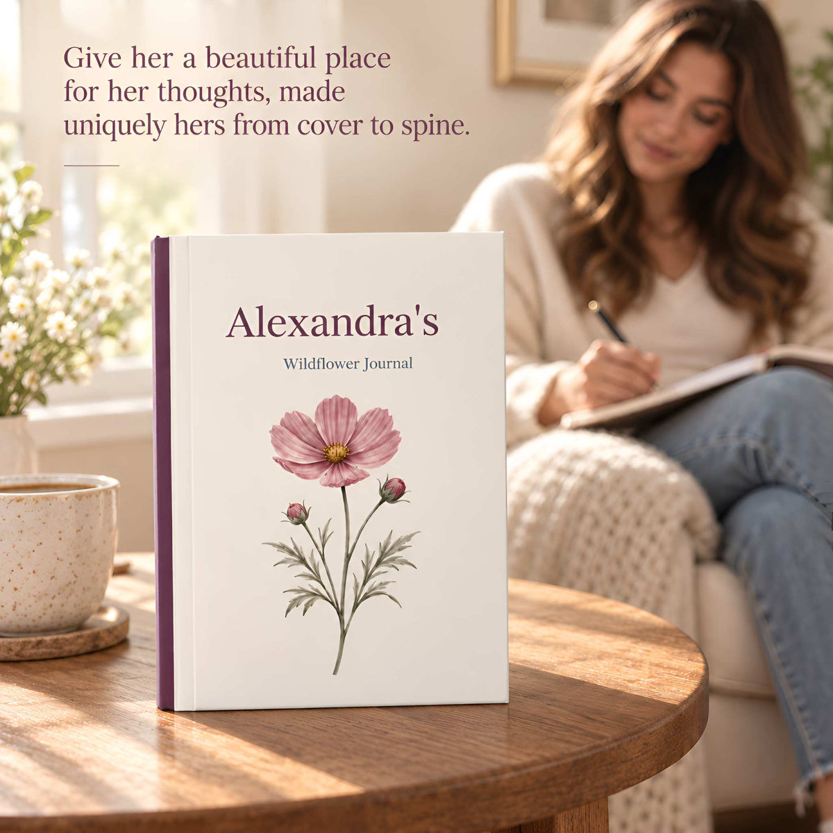 Personalized Wildflower Hardcover Journal Gift for Her