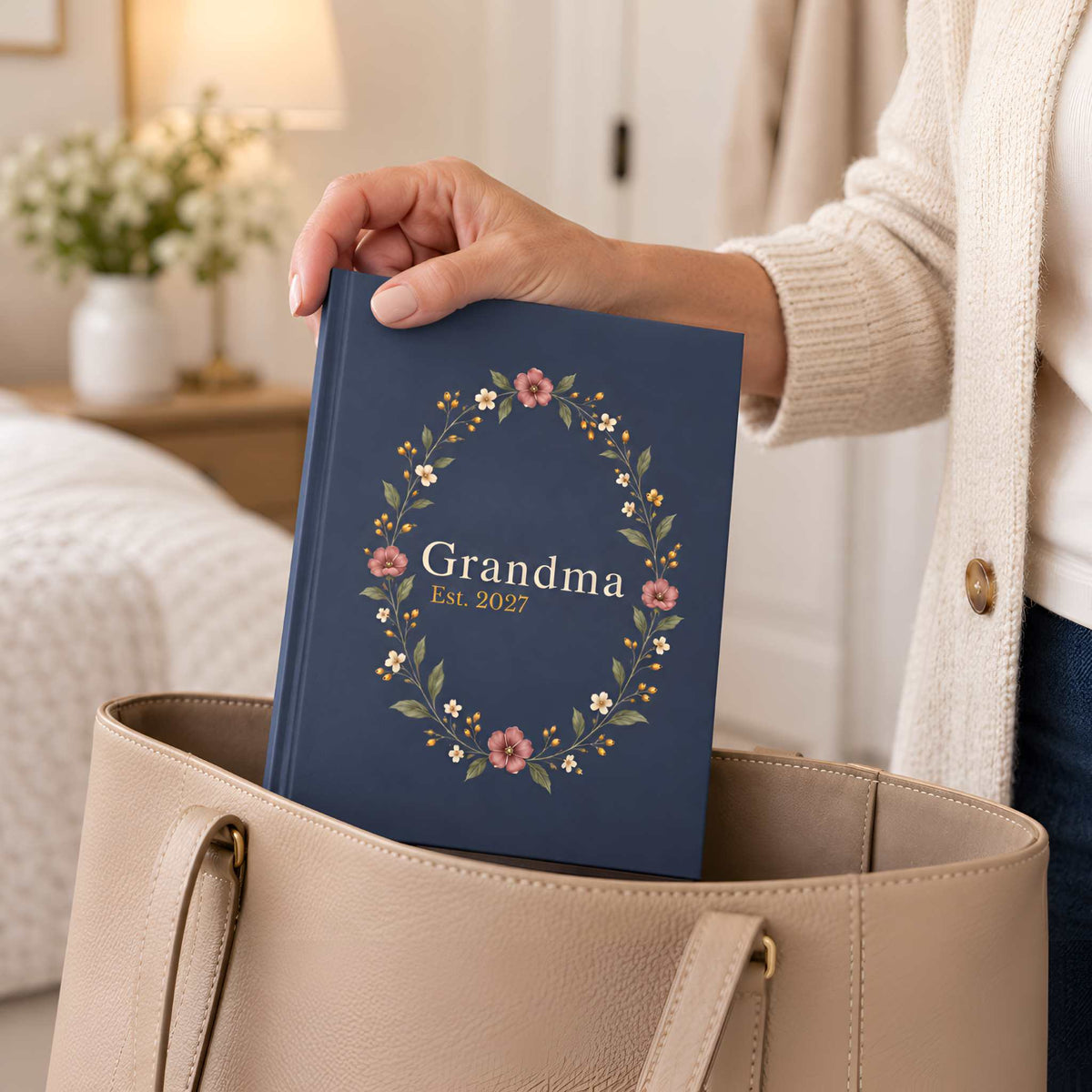 Grandma Est. 2027 Hardcover Journal Gift Floral Wreath