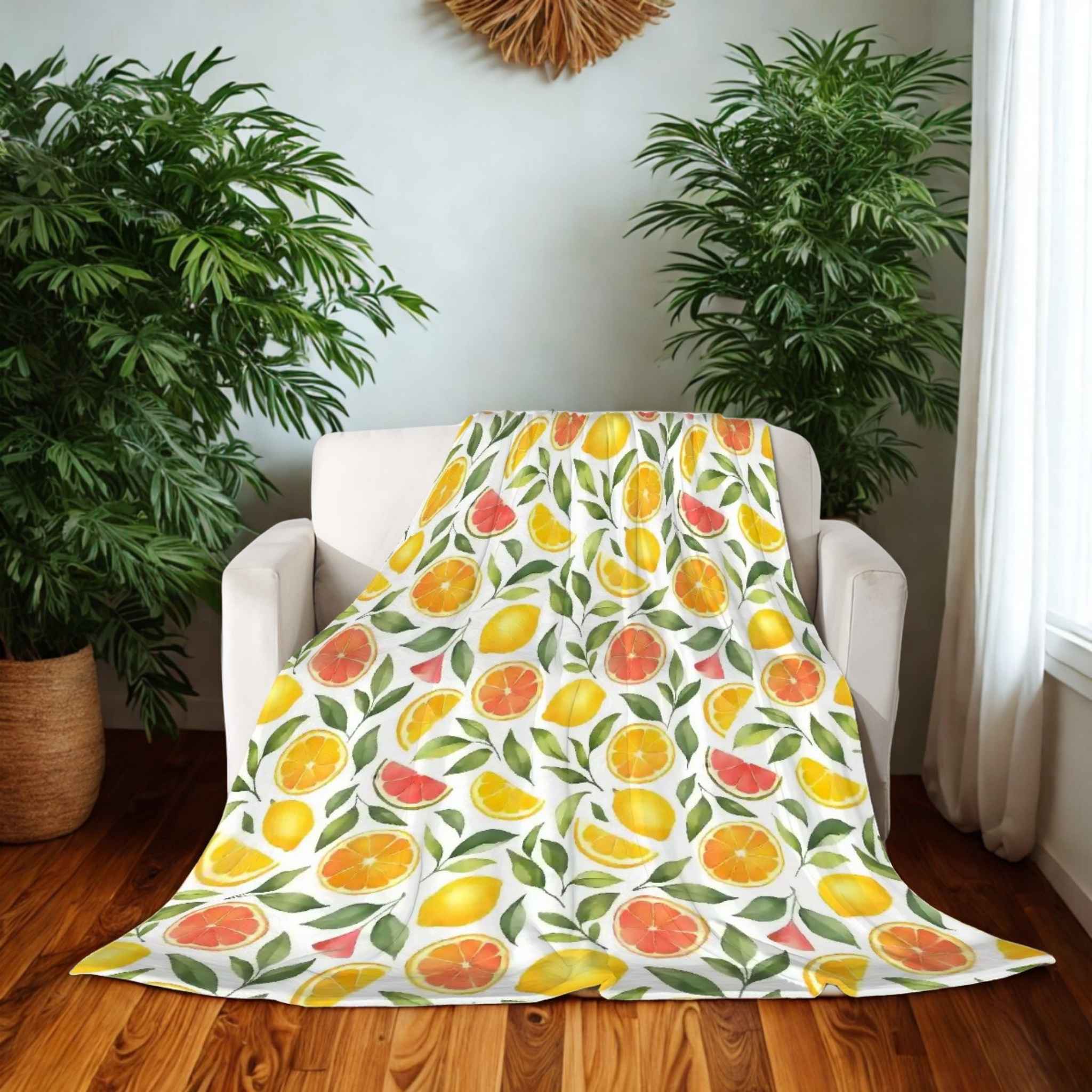 Fruit Throw Blanket - Citrus Orchard Decor | Juicy Joy