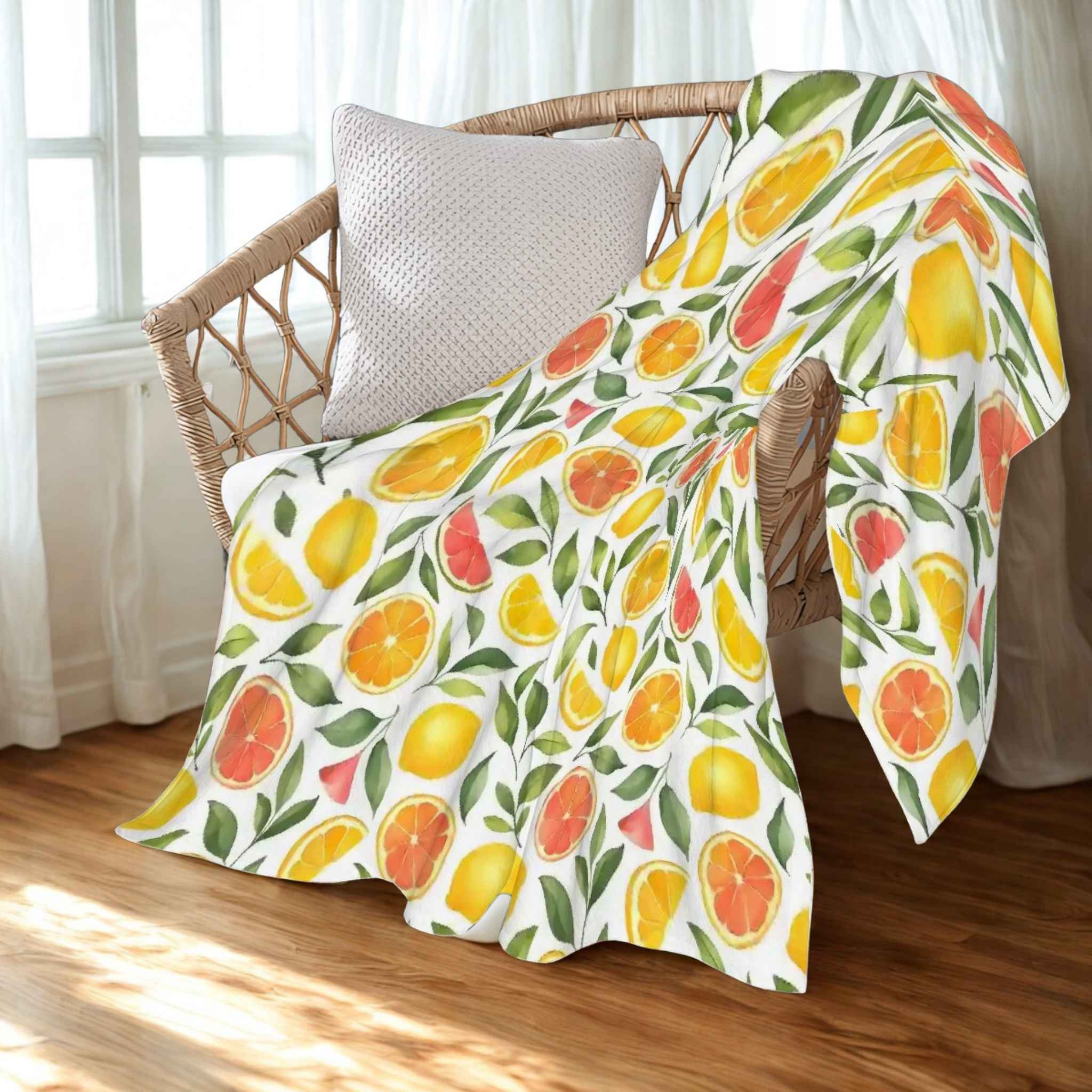 Fruit Throw Blanket - Citrus Orchard Decor | Juicy Joy