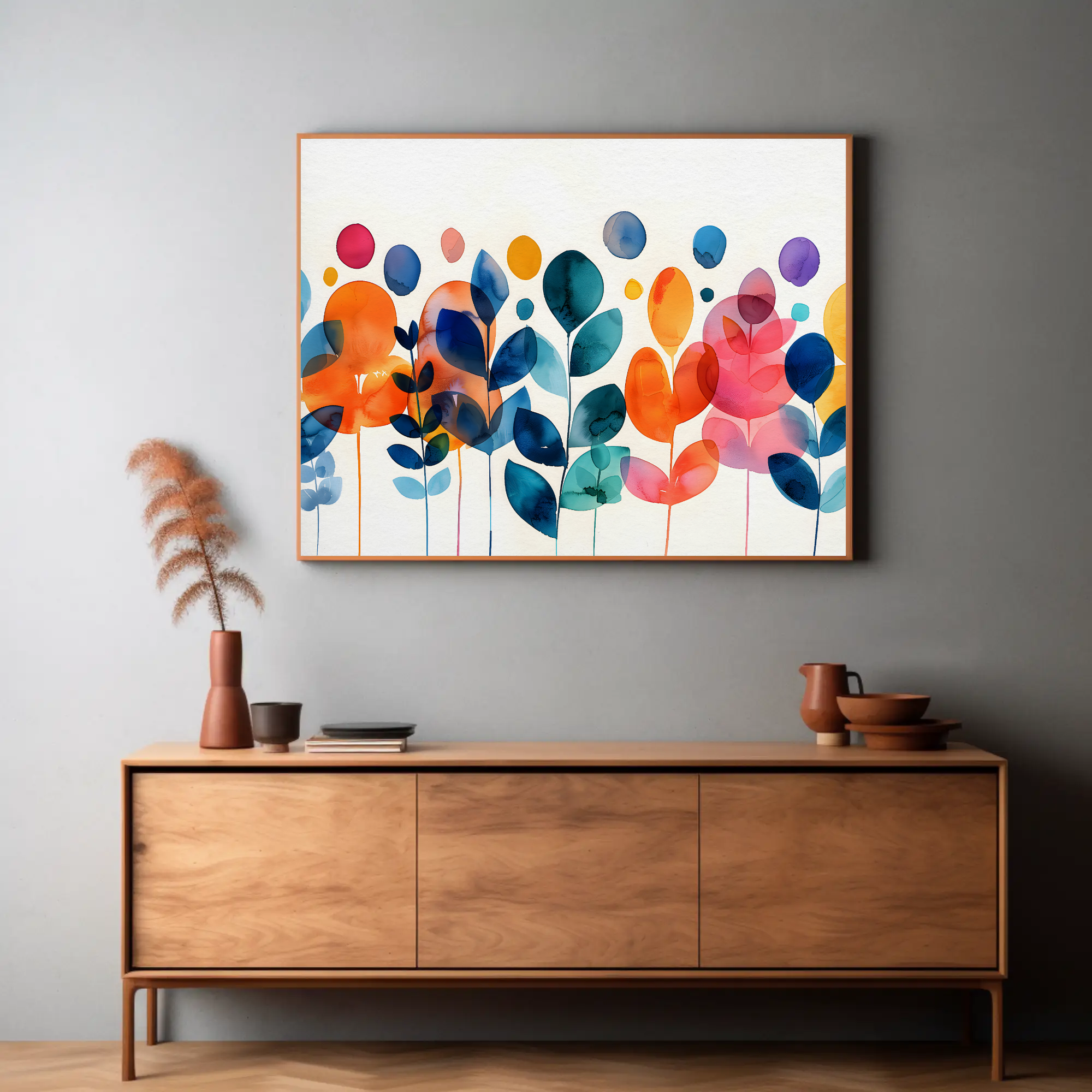 Leaf Color Splash Wall Art, Watercolor