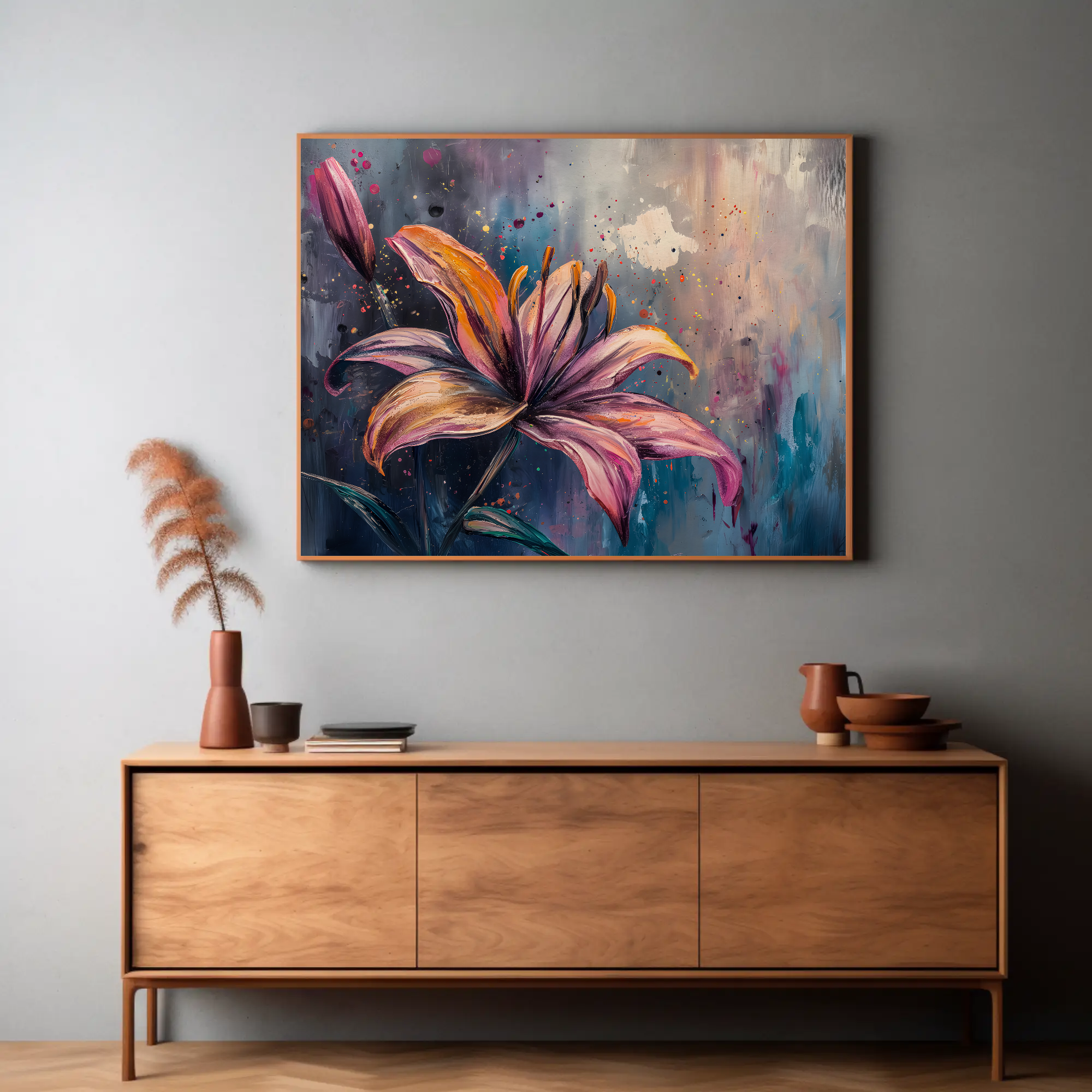 Lily Haven Wall Art: Abstract Pink Floral Painting