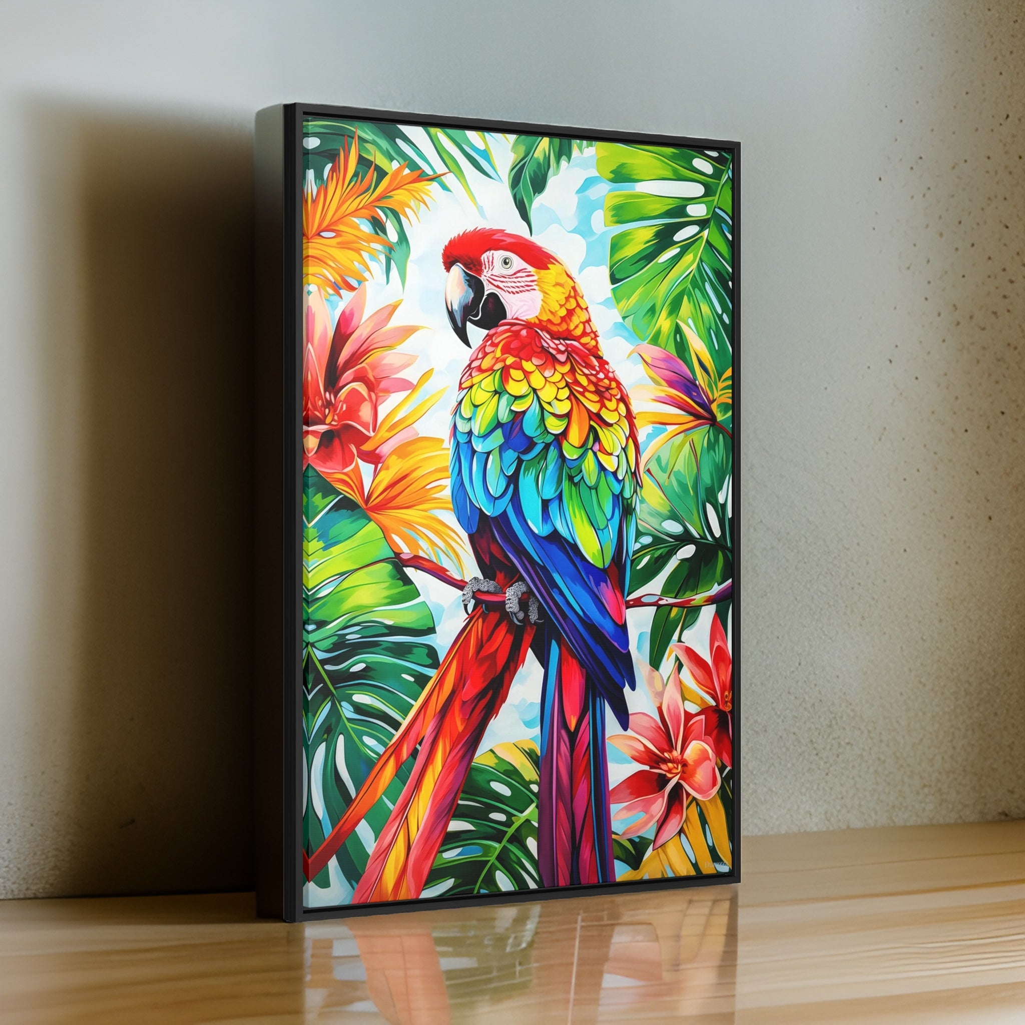 Majesty Macaw Parrot Framed Art Print: Tropical Bird Art