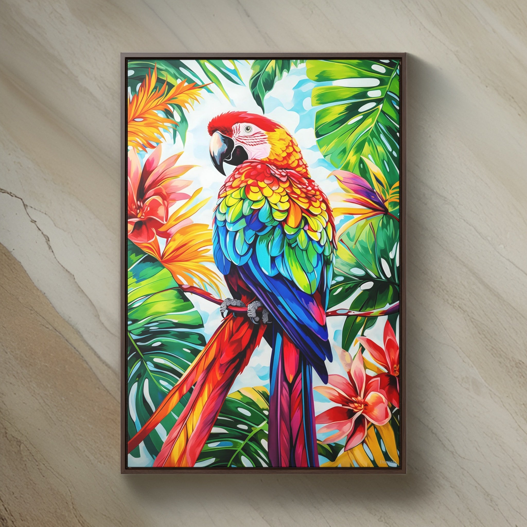Majesty Macaw Parrot Framed Art Print: Tropical Bird Art