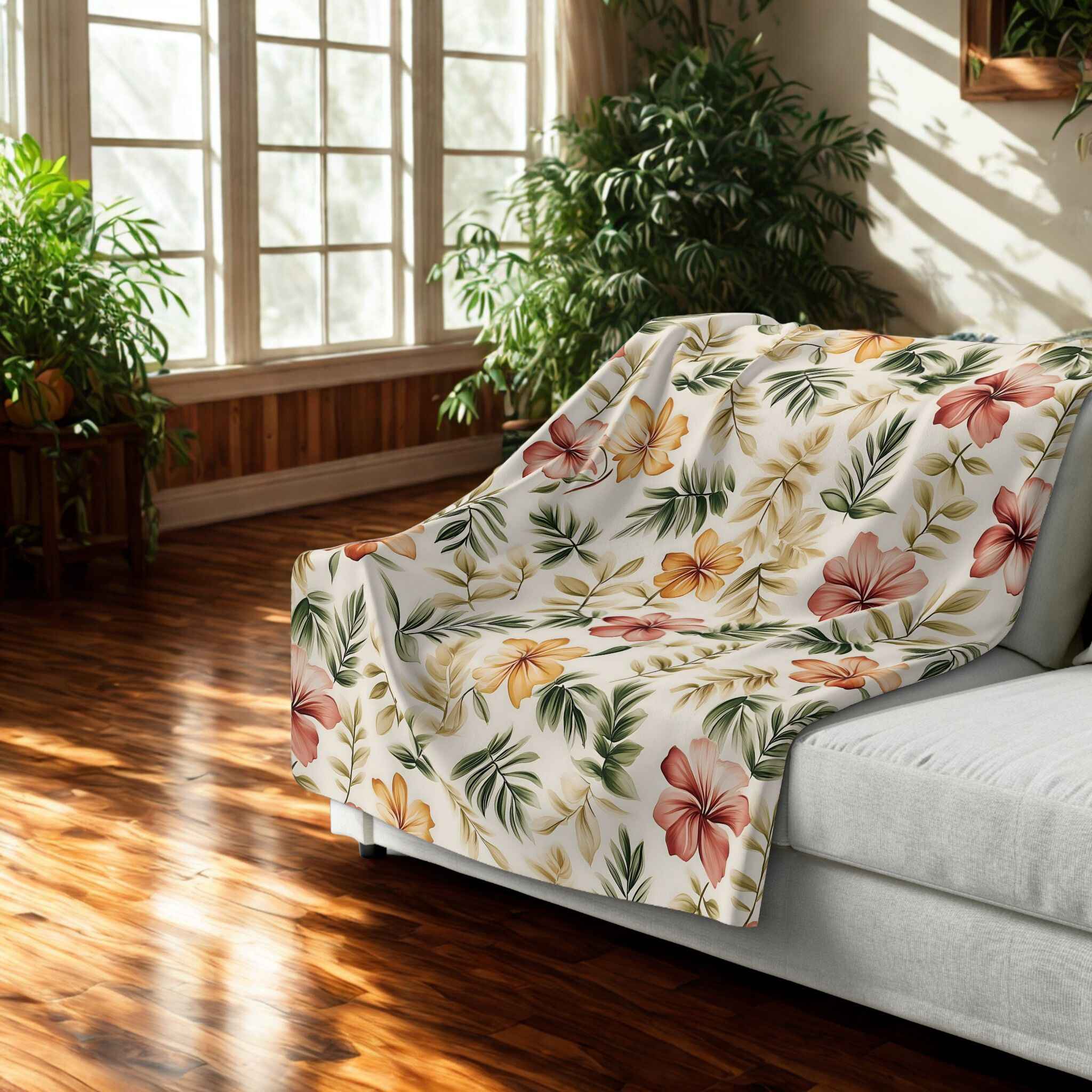 Cottagecore Throw Blanket - Earthy Floral | Meadow Bloom