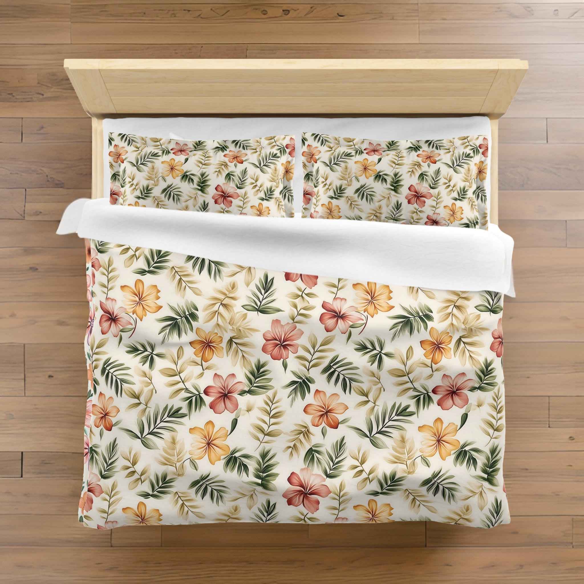 Cottagecore Duvet Cover - Hibiscus Floral | Meadow Bloom