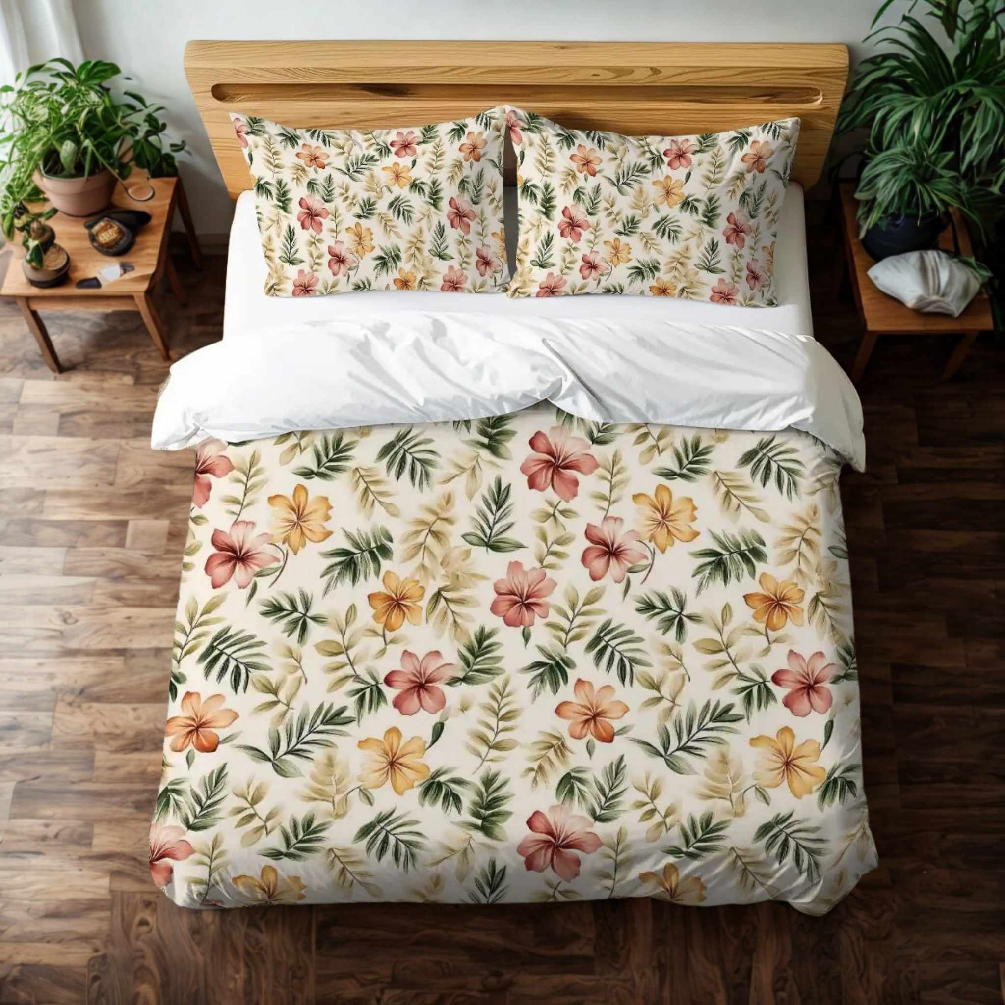 Cottagecore Duvet Cover - Hibiscus Floral | Meadow Bloom
