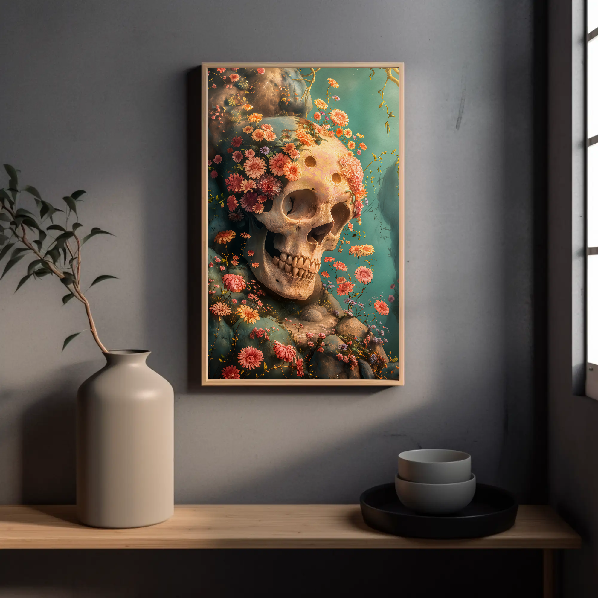 Memento Mori Skull Wall Art: Whimsigoth Decor