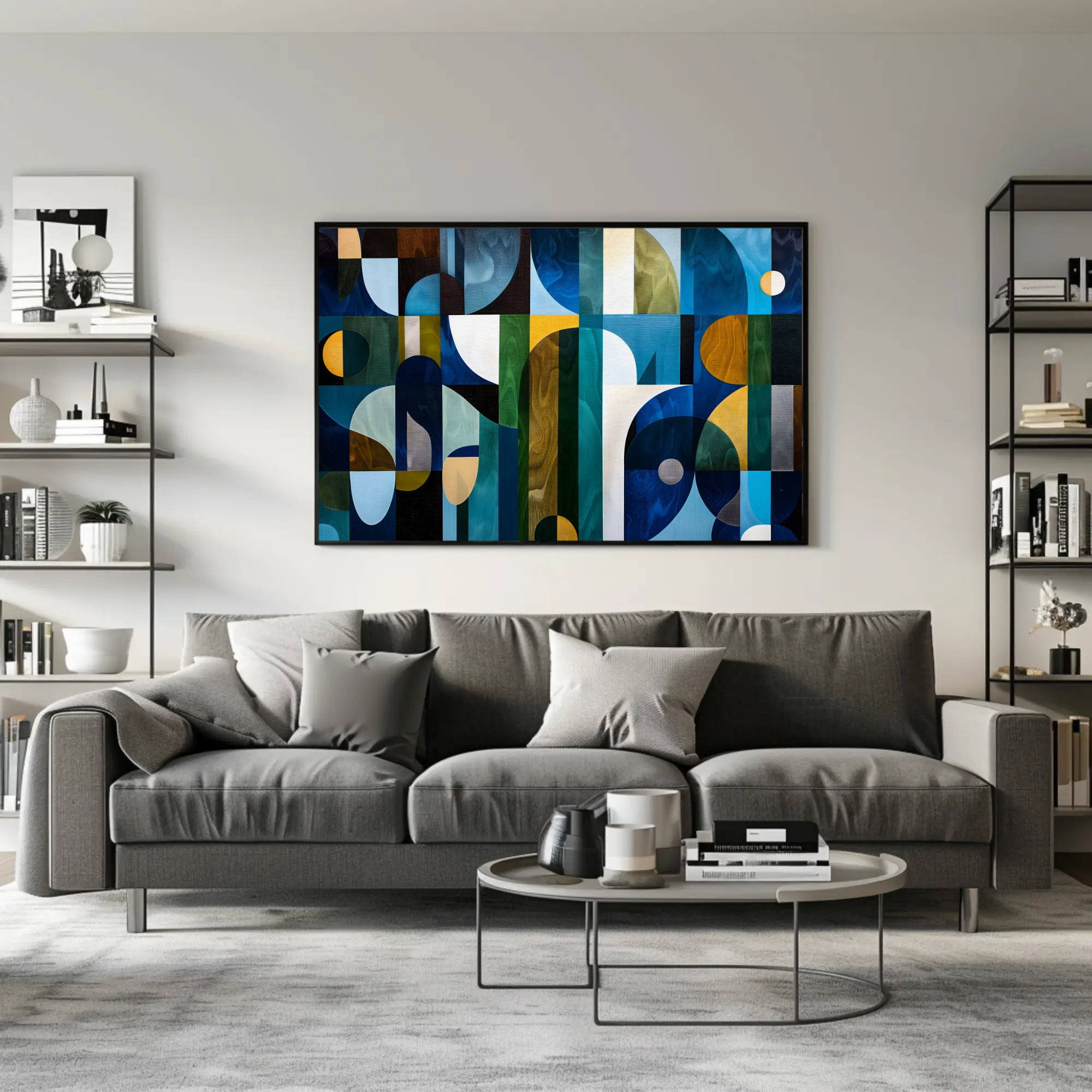 Mid-Century Blues Wall Art, Modern Decor