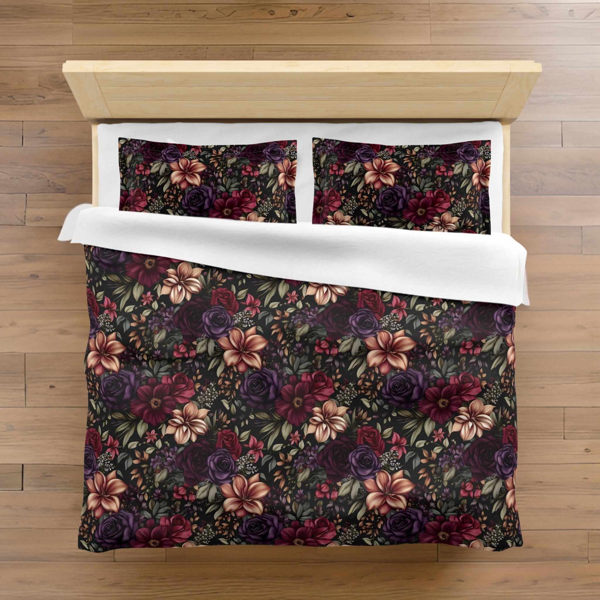 Gothic Floral Duvet Cover – Moody Bedding | Midnight Bloom