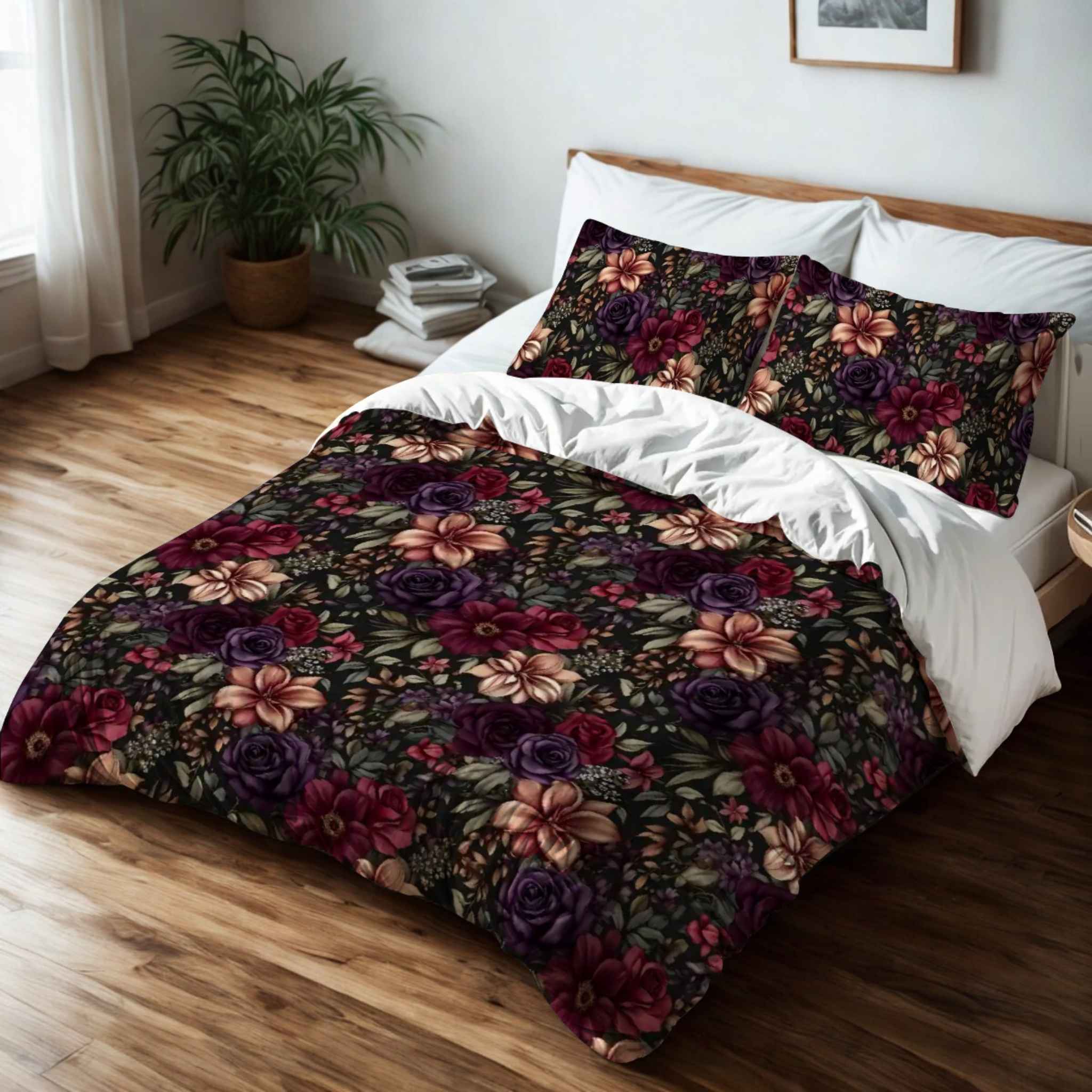 Gothic Floral Duvet Cover – Moody Bedding | Midnight Bloom