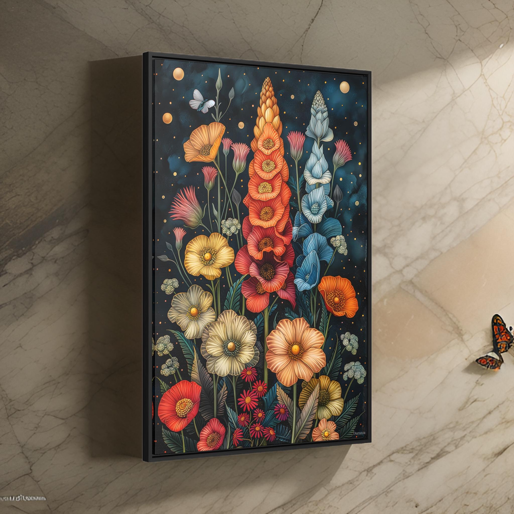 Moonlit Poppy Wall Art: Modern Botanical Art