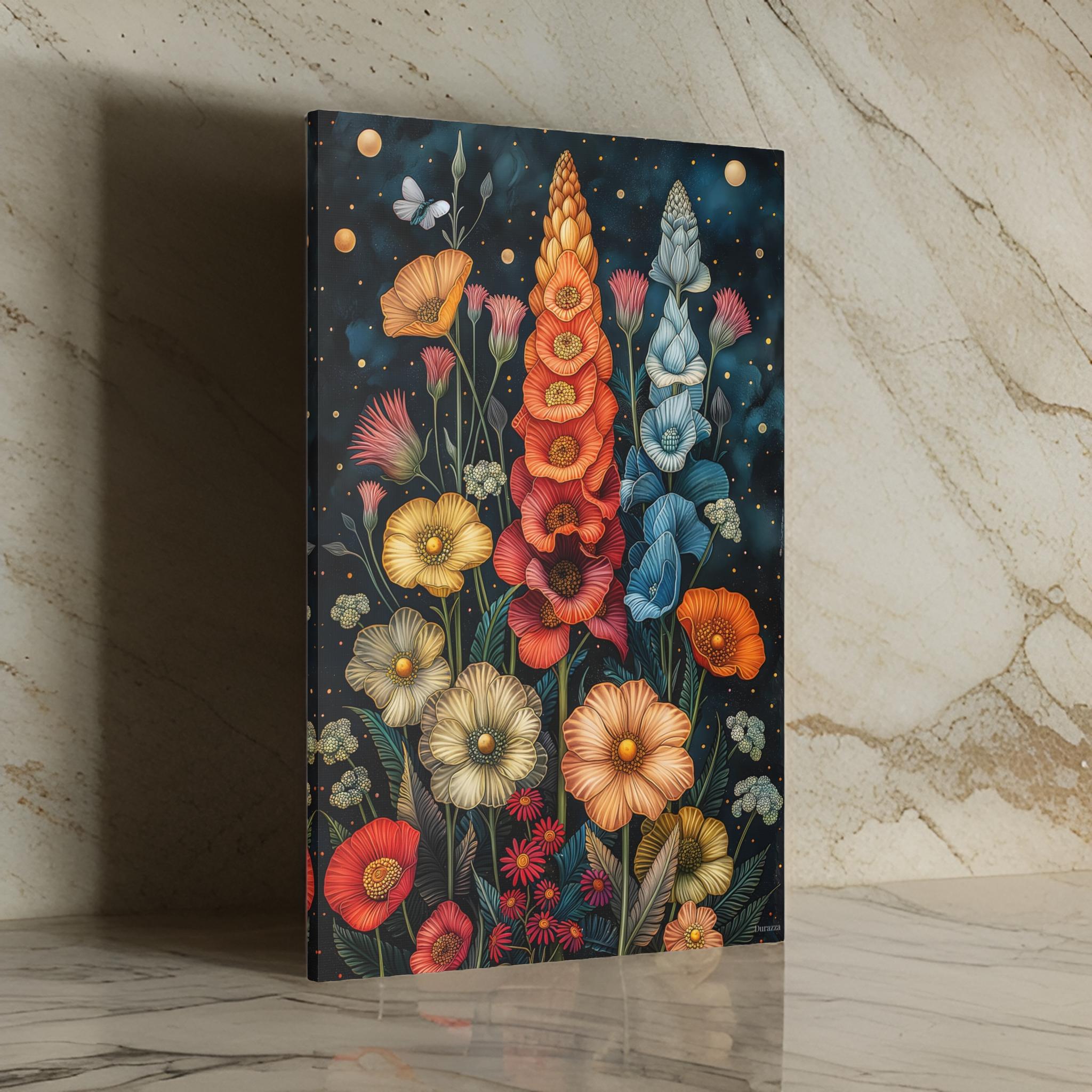 Moonlit Poppy Wall Art: Modern Botanical Art