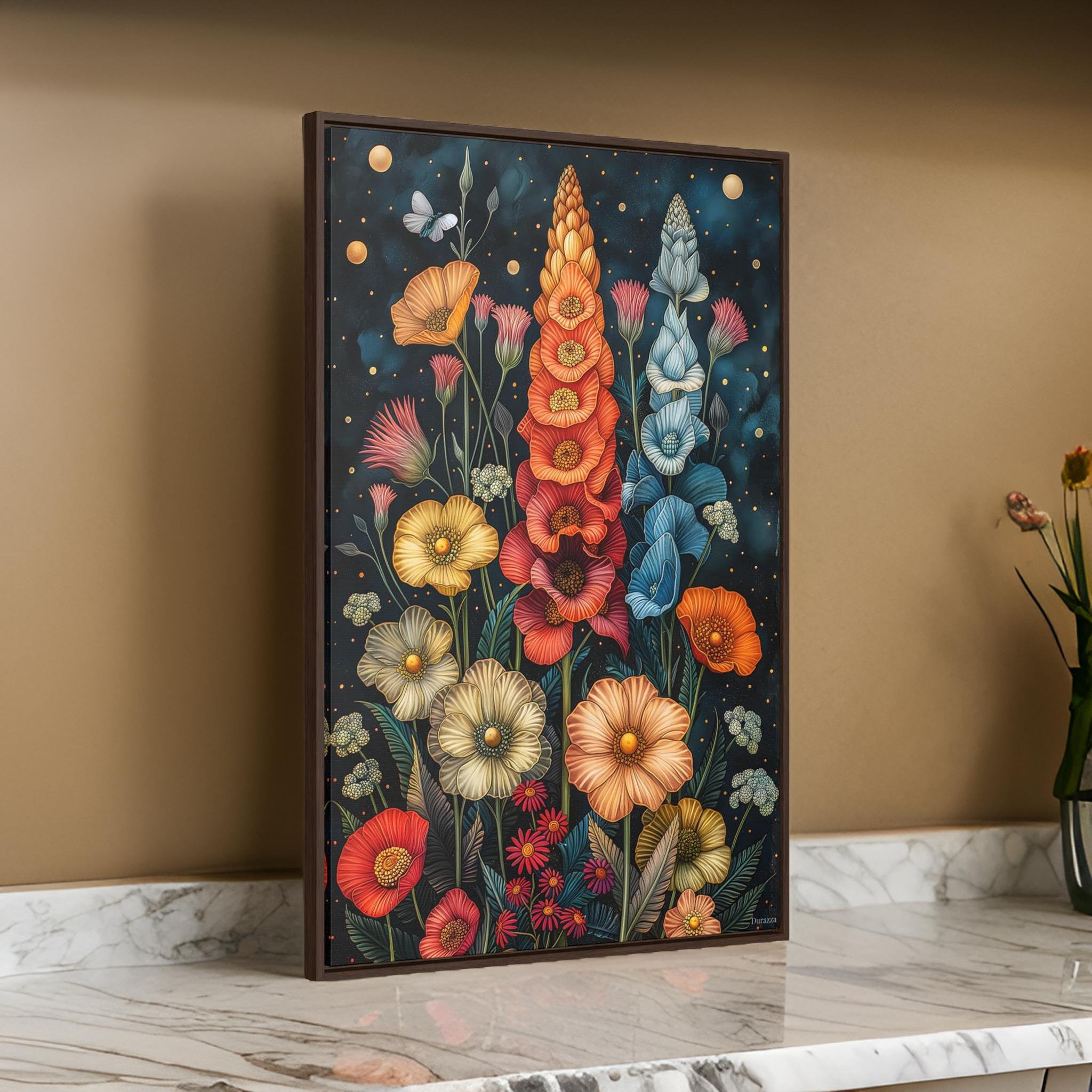 Moonlit Poppy Wall Art: Modern Botanical Art