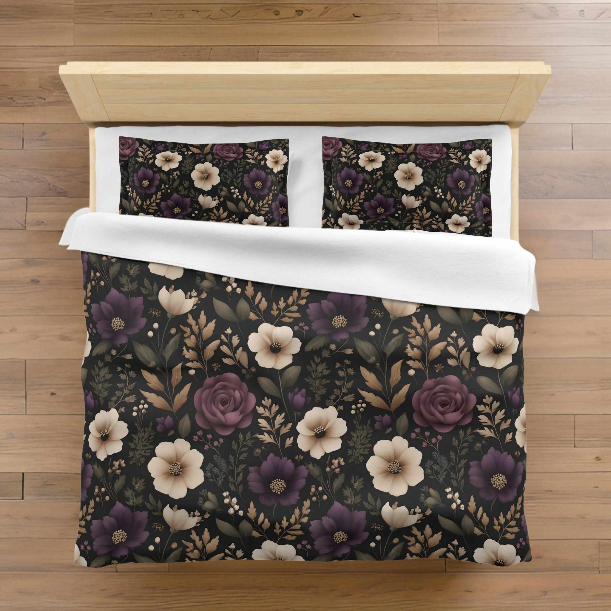 Gothic Floral Duvet Set: Dark Bedding | Moonpetal Bloom