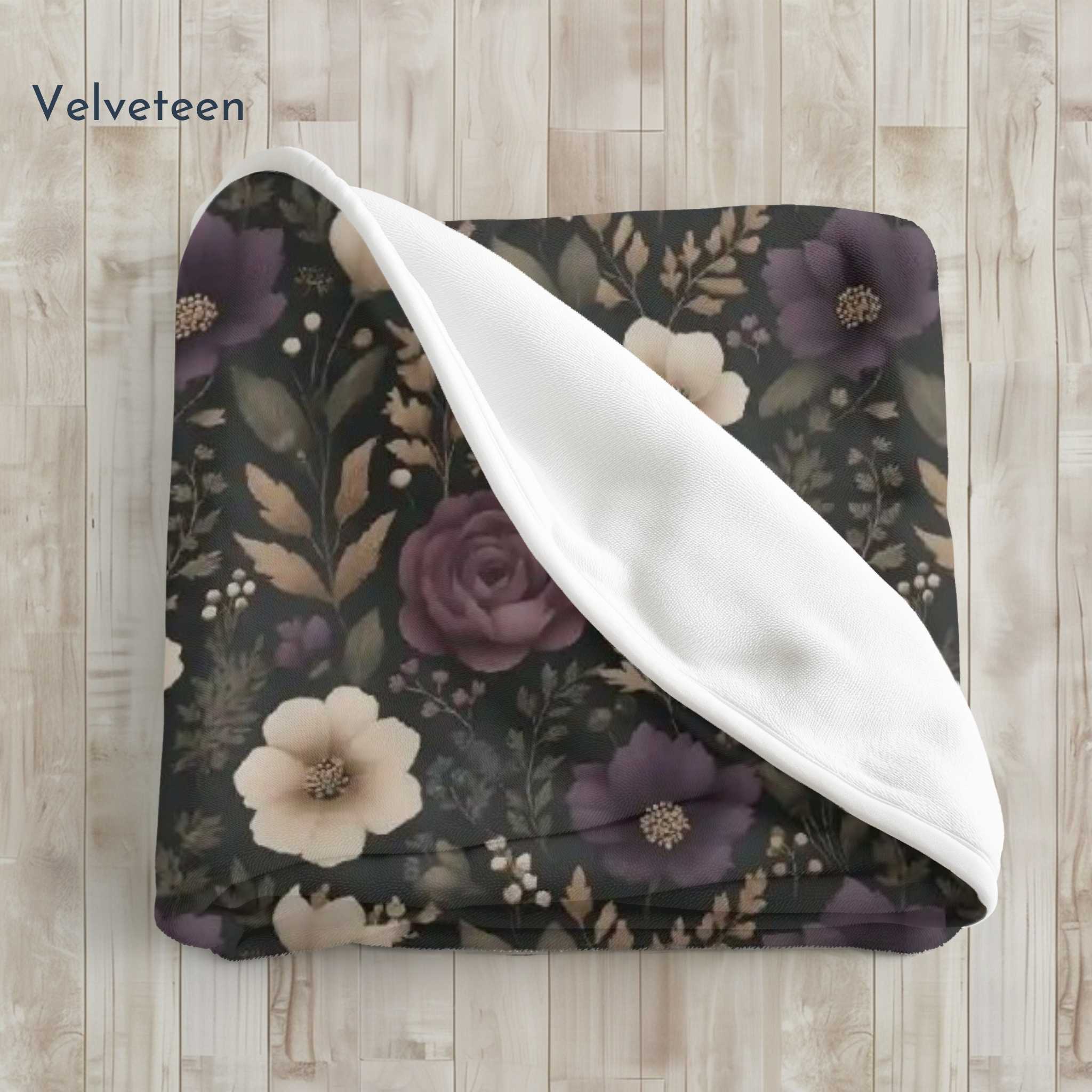 Floral Throw Blanket – Gothic Cottagecore | Moonpetal Bloom