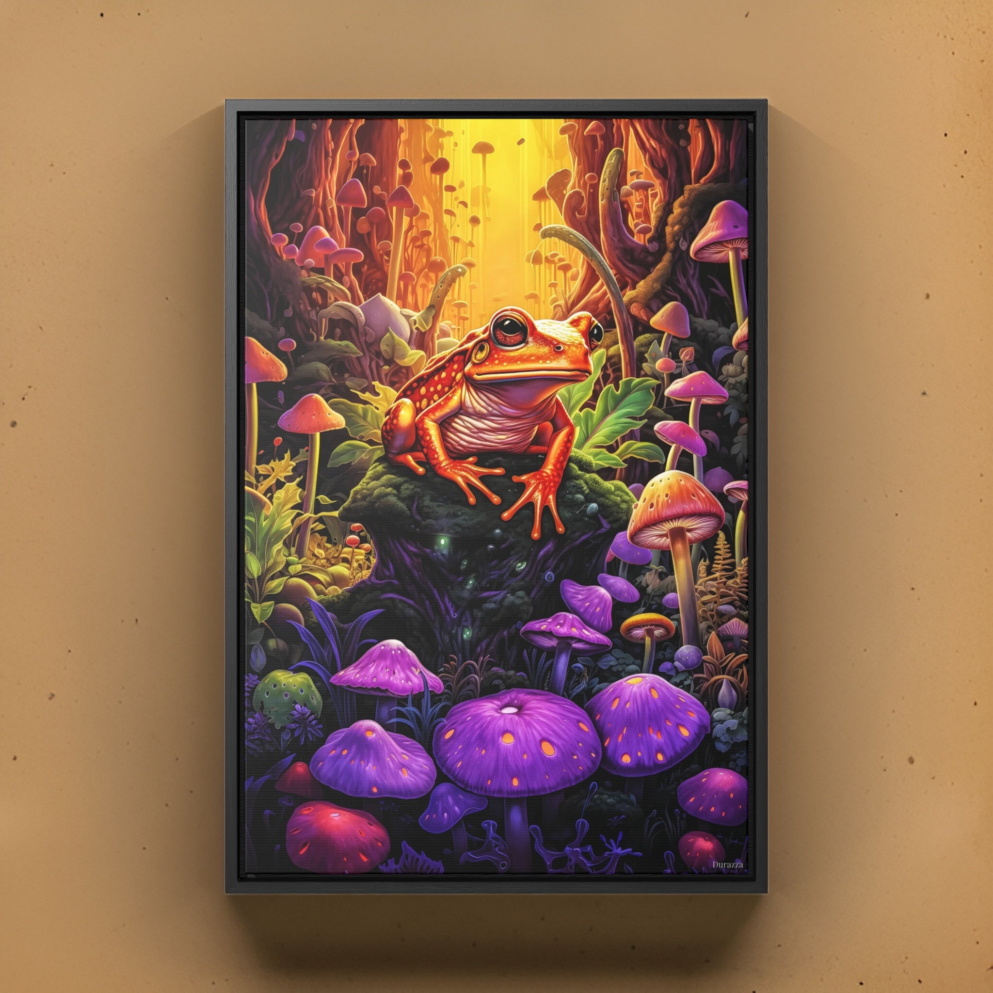 Mushroom King Frog Framed Art Print