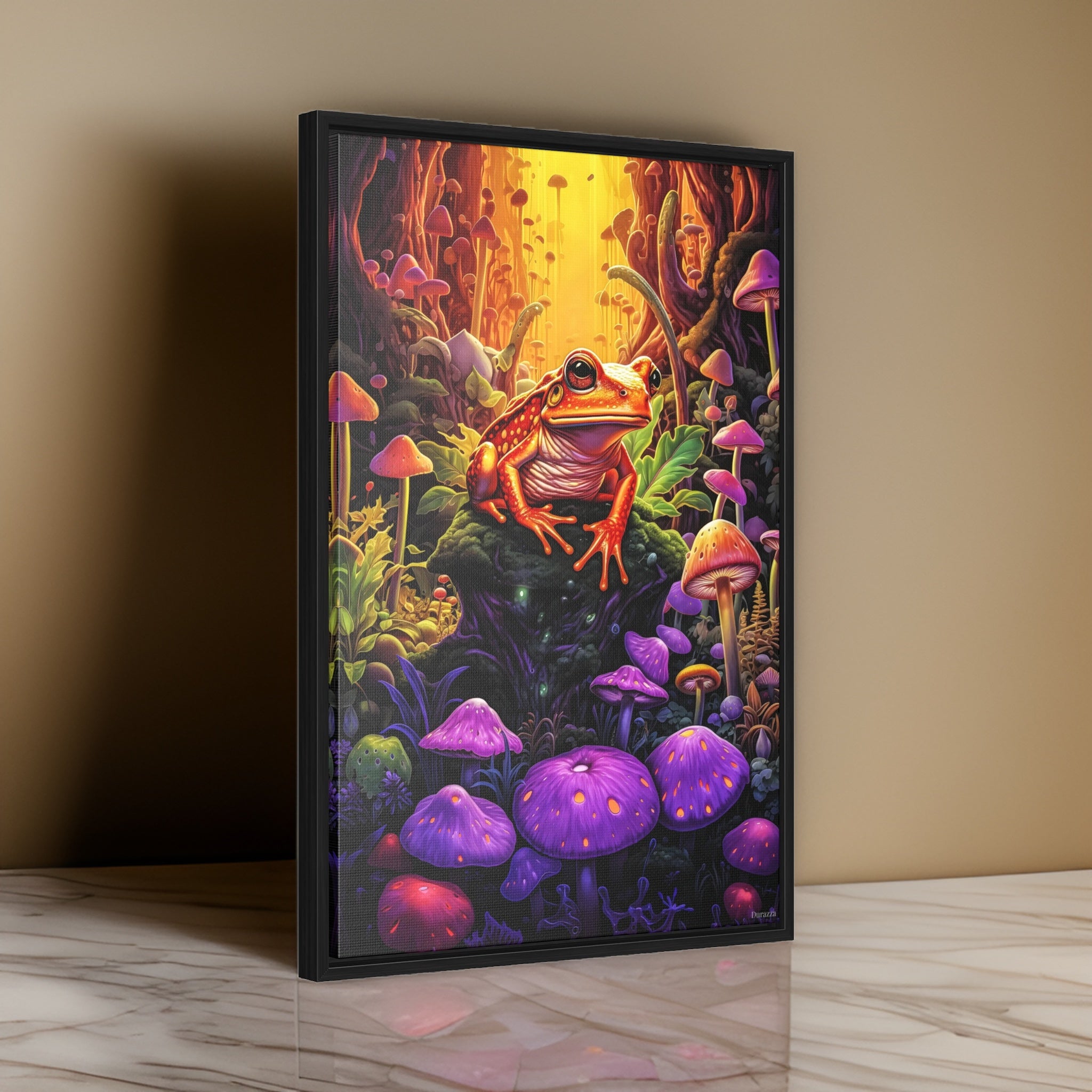 Mushroom King Frog Framed Art Print