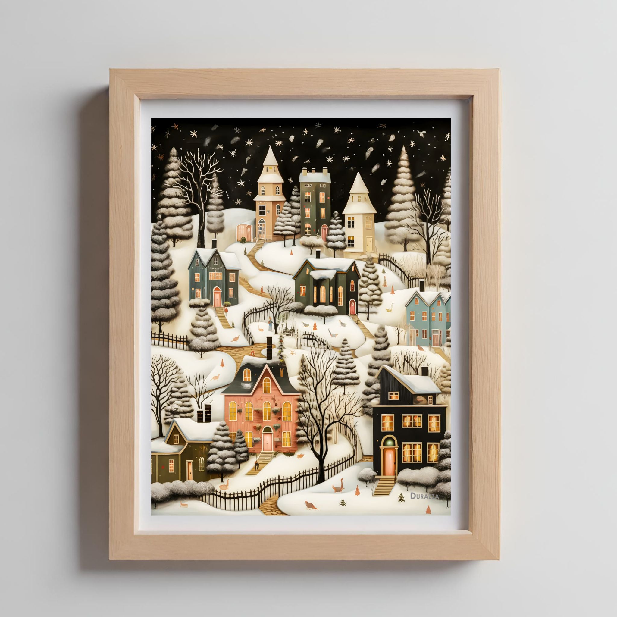 Muted Whimsy Winter Satin Art Print