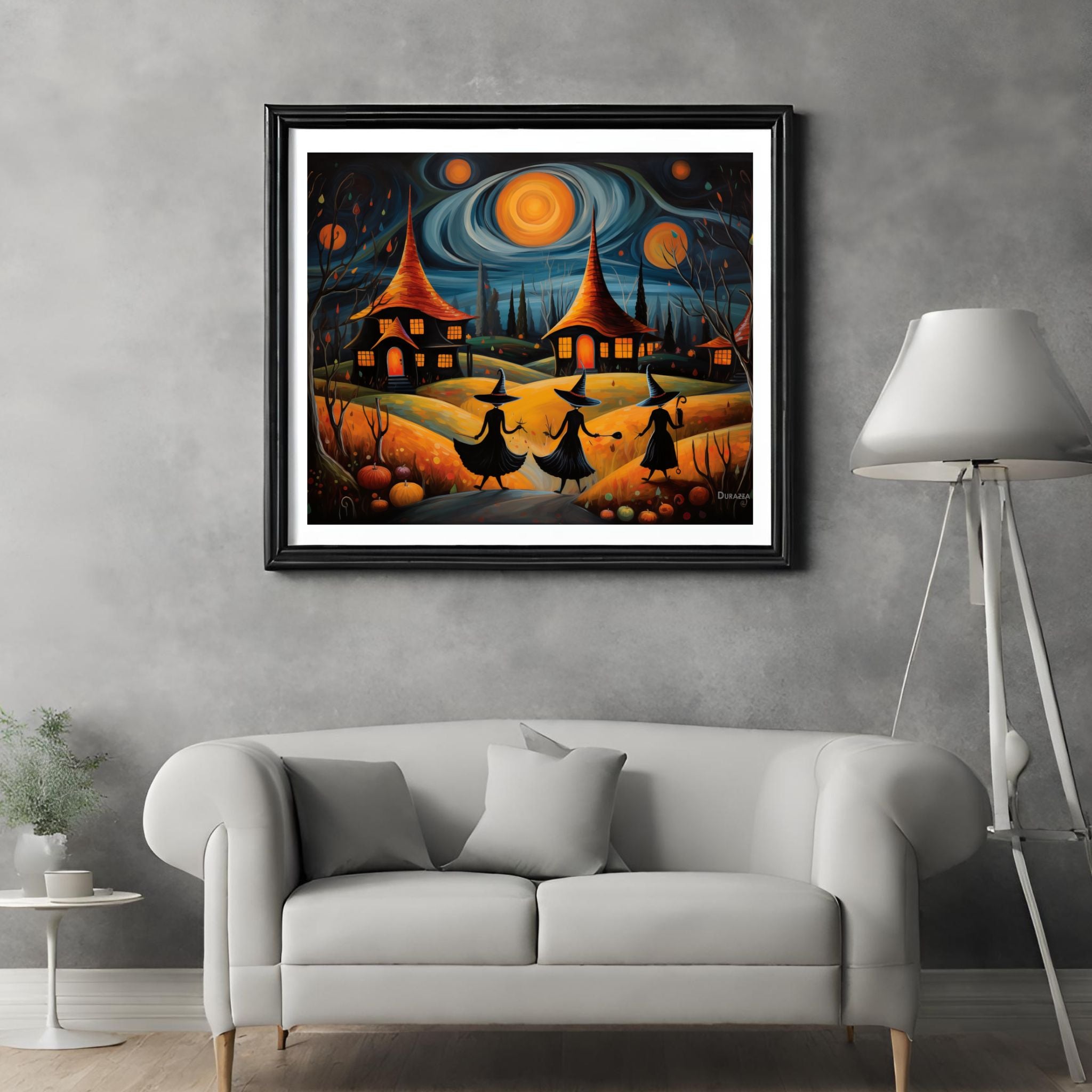 Mystical Pointed Roofs Town Wall Art Print