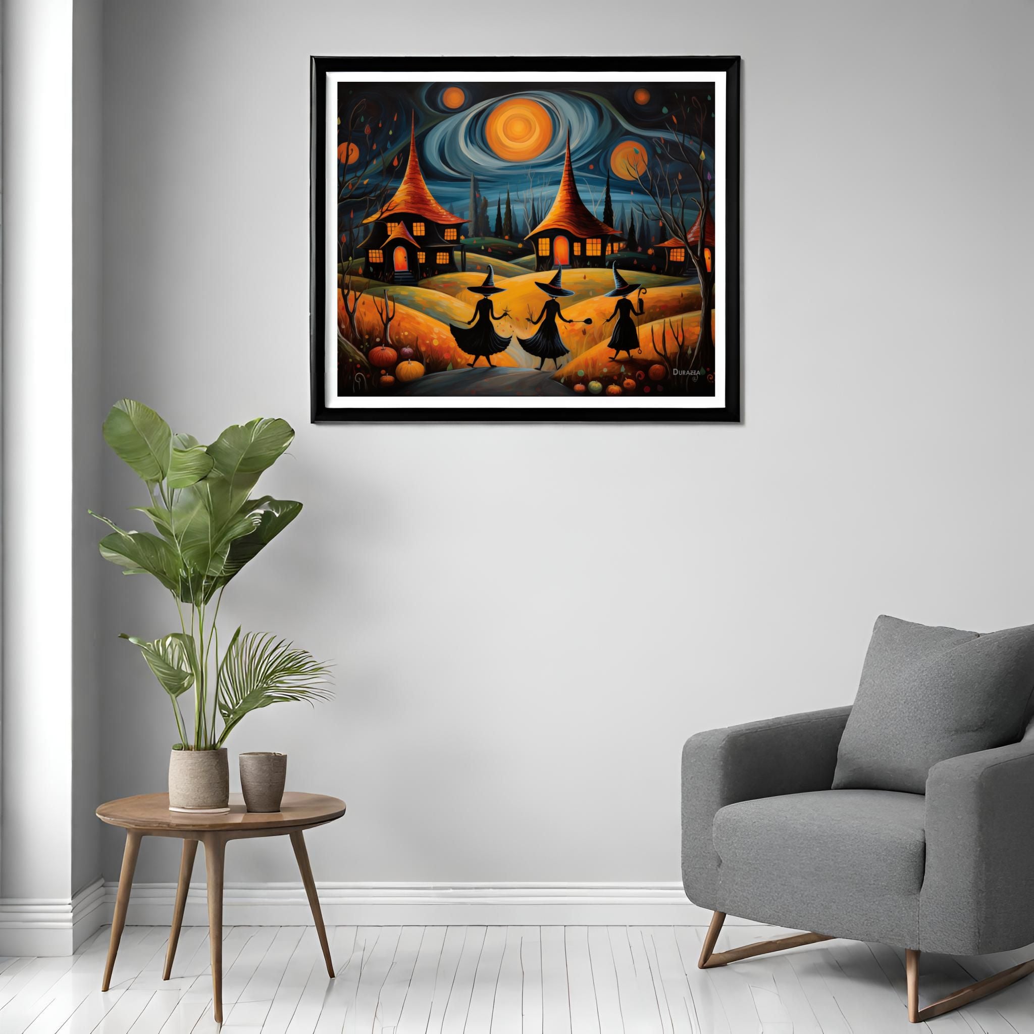 Mystical Pointed Roofs Town Wall Art Print