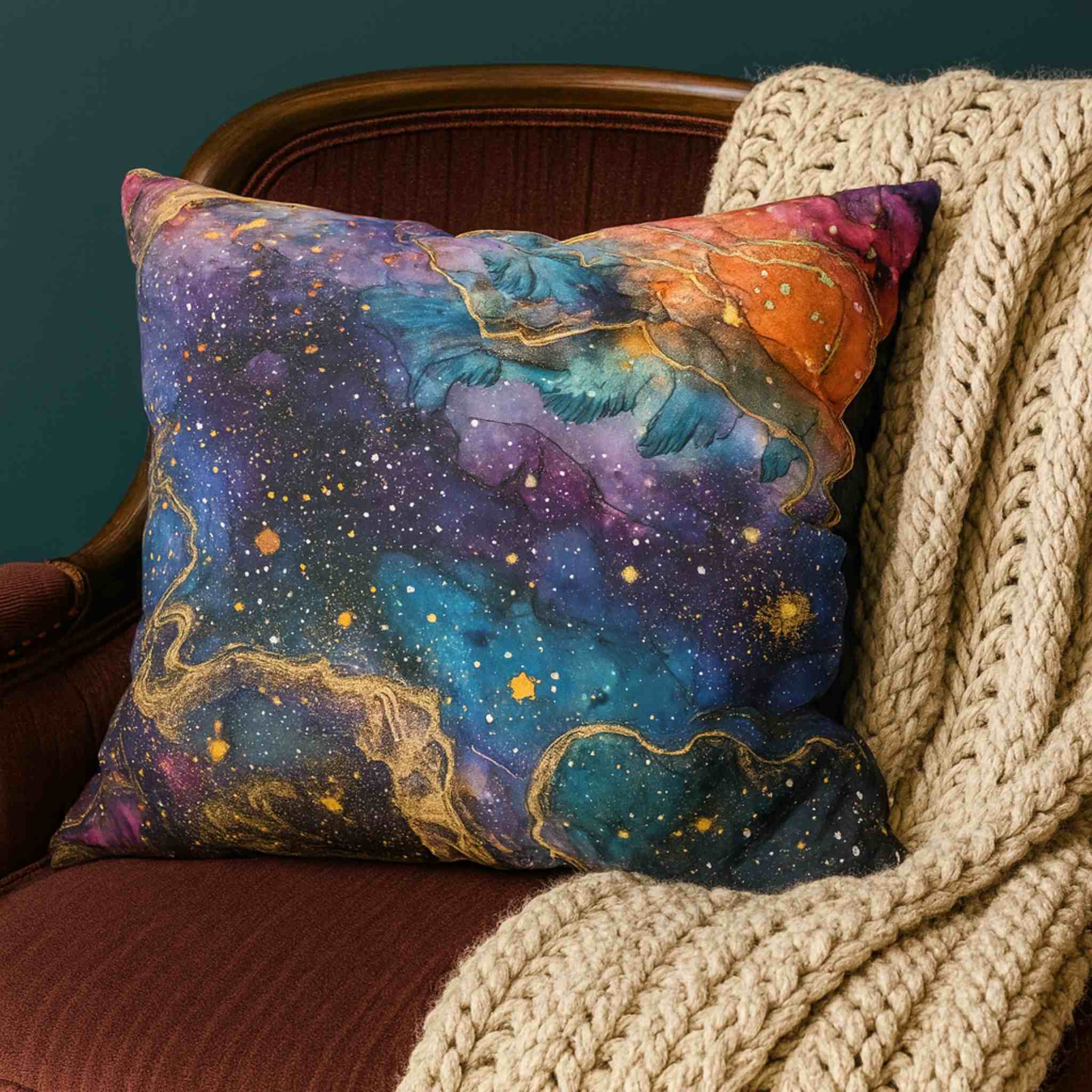 Celestial Galaxy Pillow – Cosmic Night Sky | Mystical Moonbeam