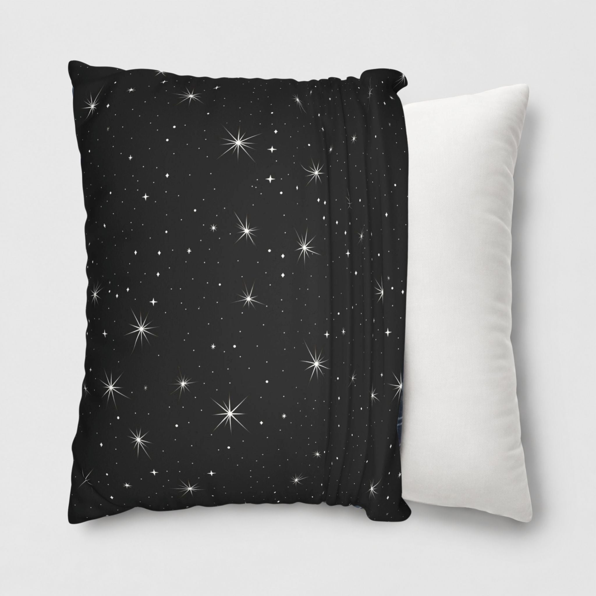 Pillow cover being slipped onto throw pillow in either 18 or 20 inches.