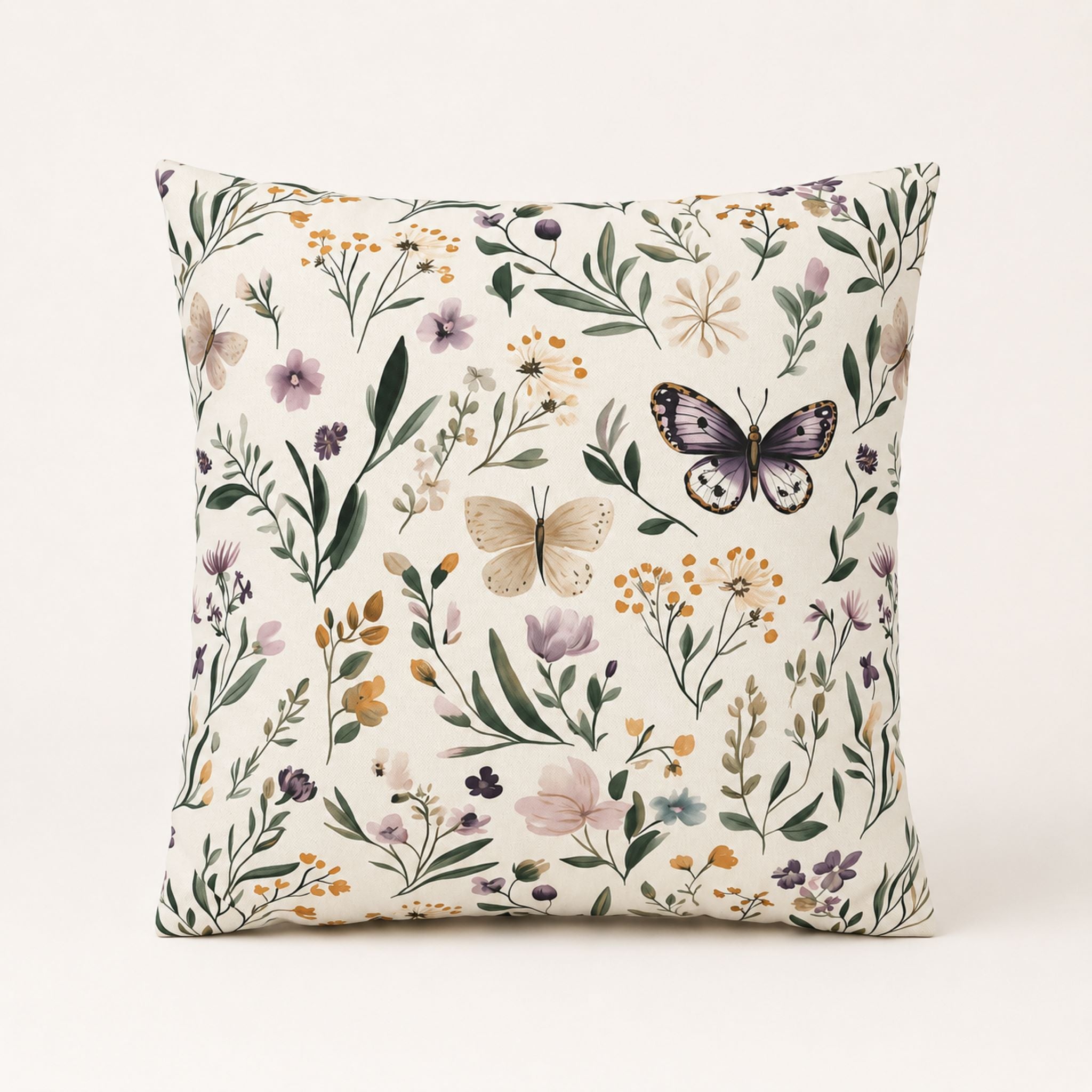 Pillow cover in 18 or 20 inches with wildflowers and butterflys.