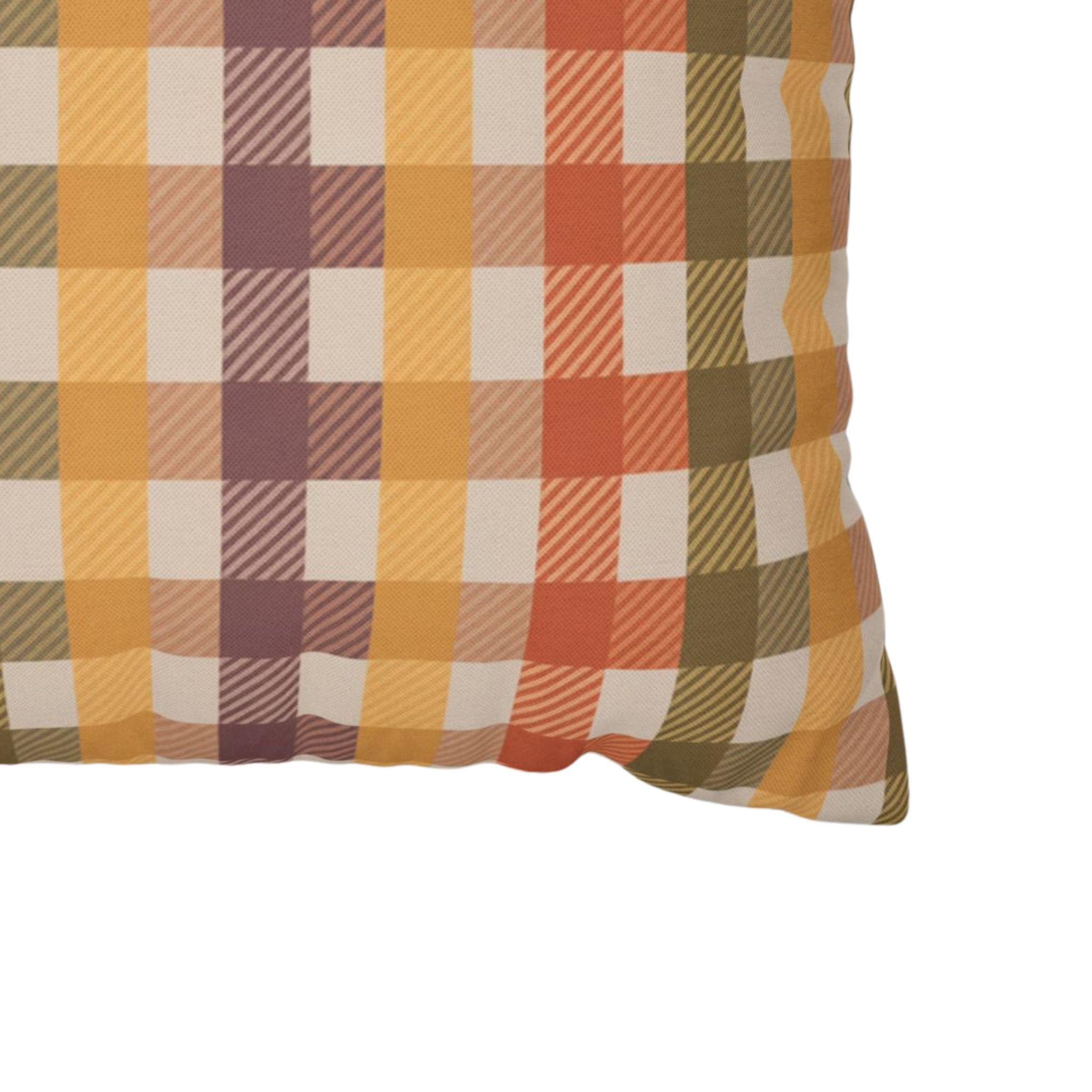 Checkered fabric with autumnal colors on a white background