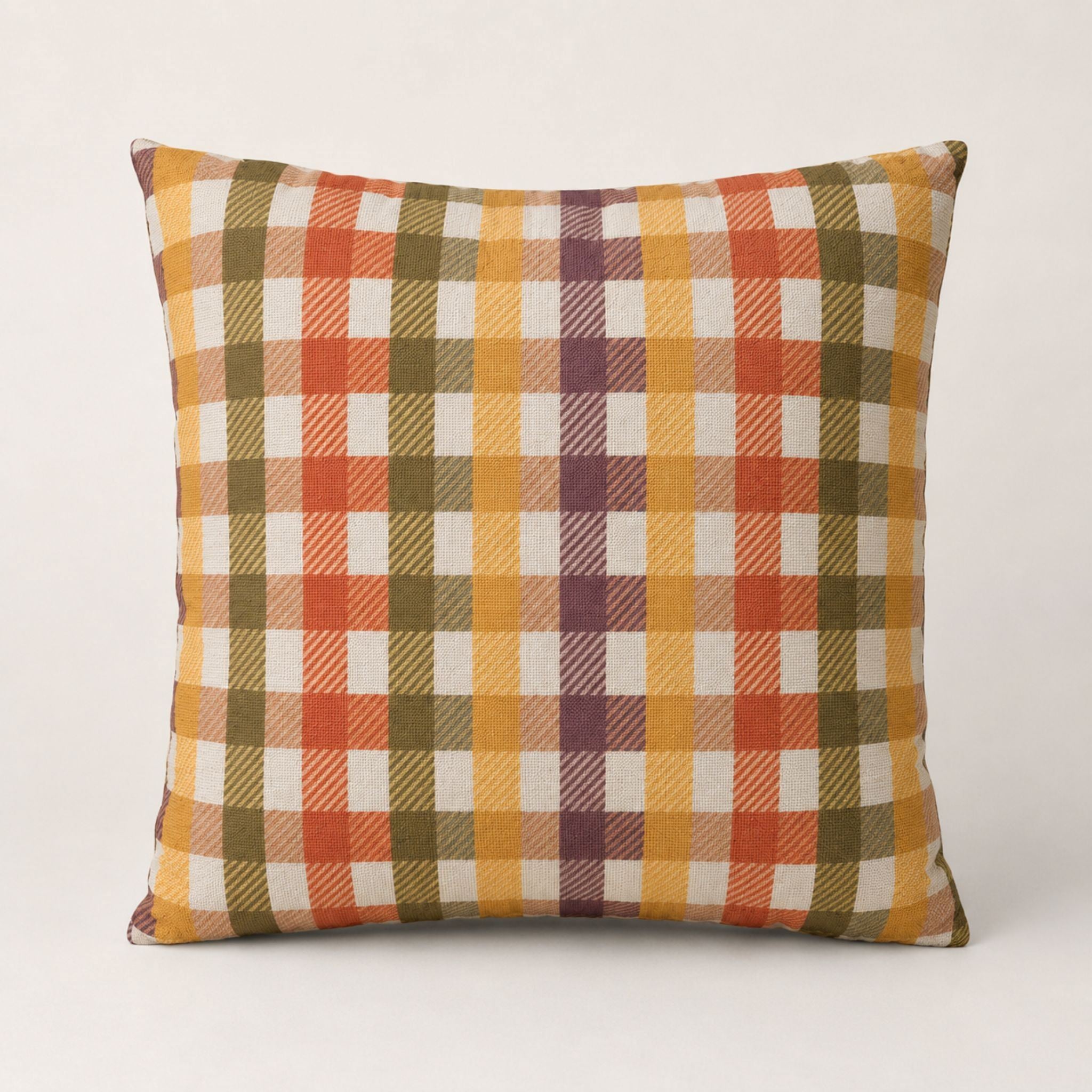 Autumn plaid throw pillow cover in 18 or 20 inches.