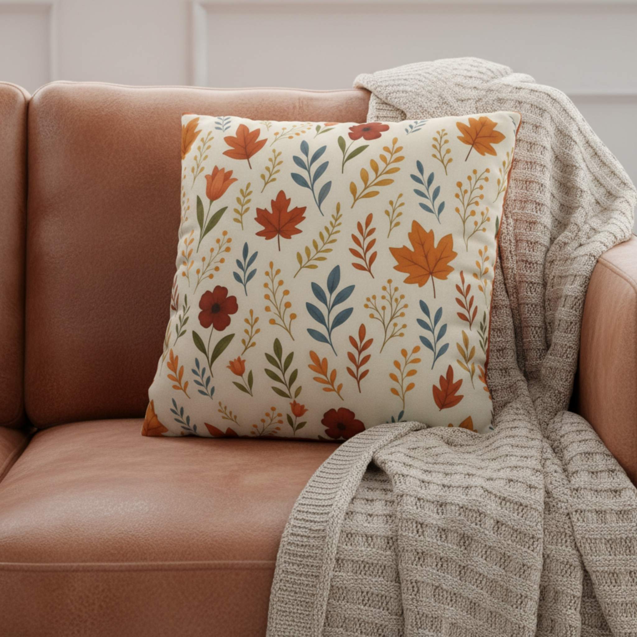 Fall Leaf Pillow Cover 18 or 20 Inch Polyester | Mapleveil – Durazza
