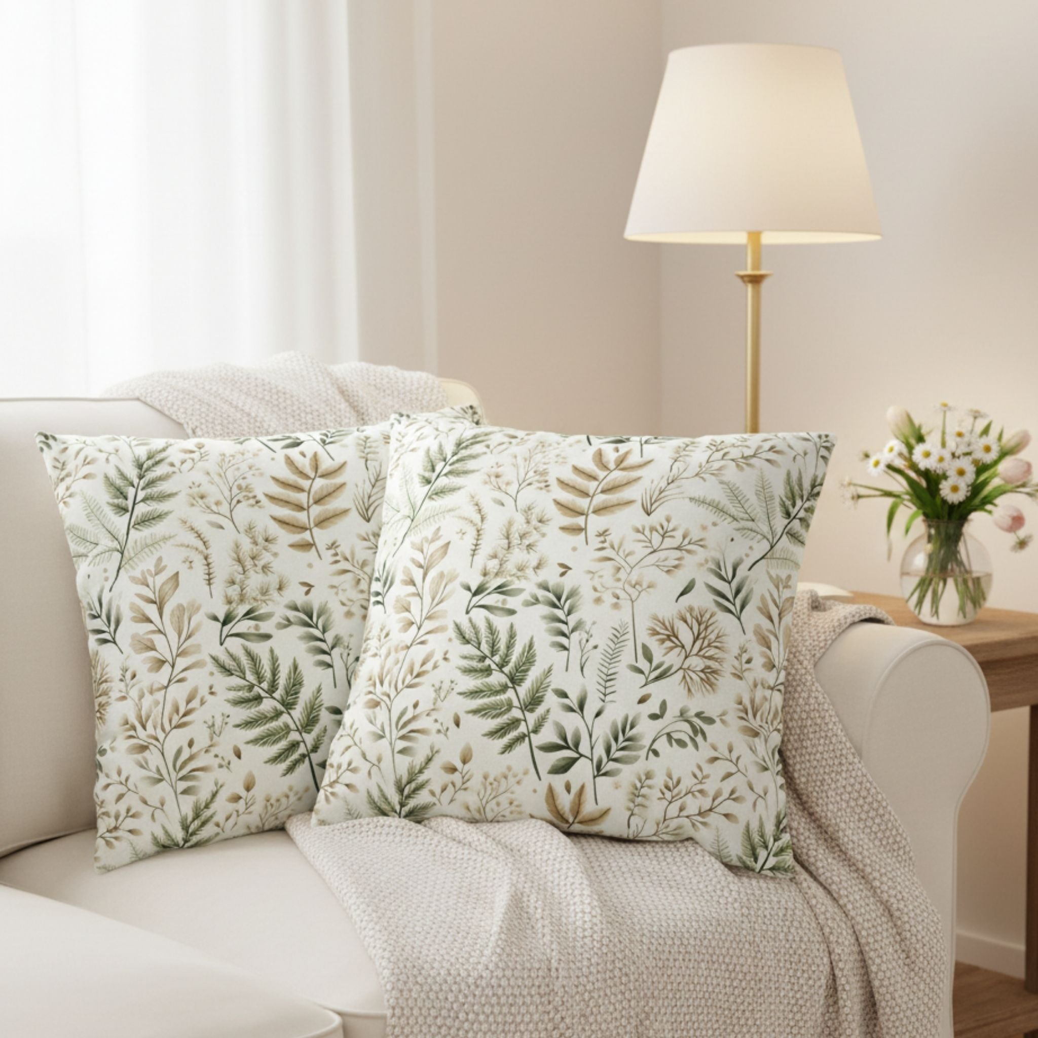 Sage Green Botanical Throw Pillow 18 or 20 Inch | Fernlight – Durazza