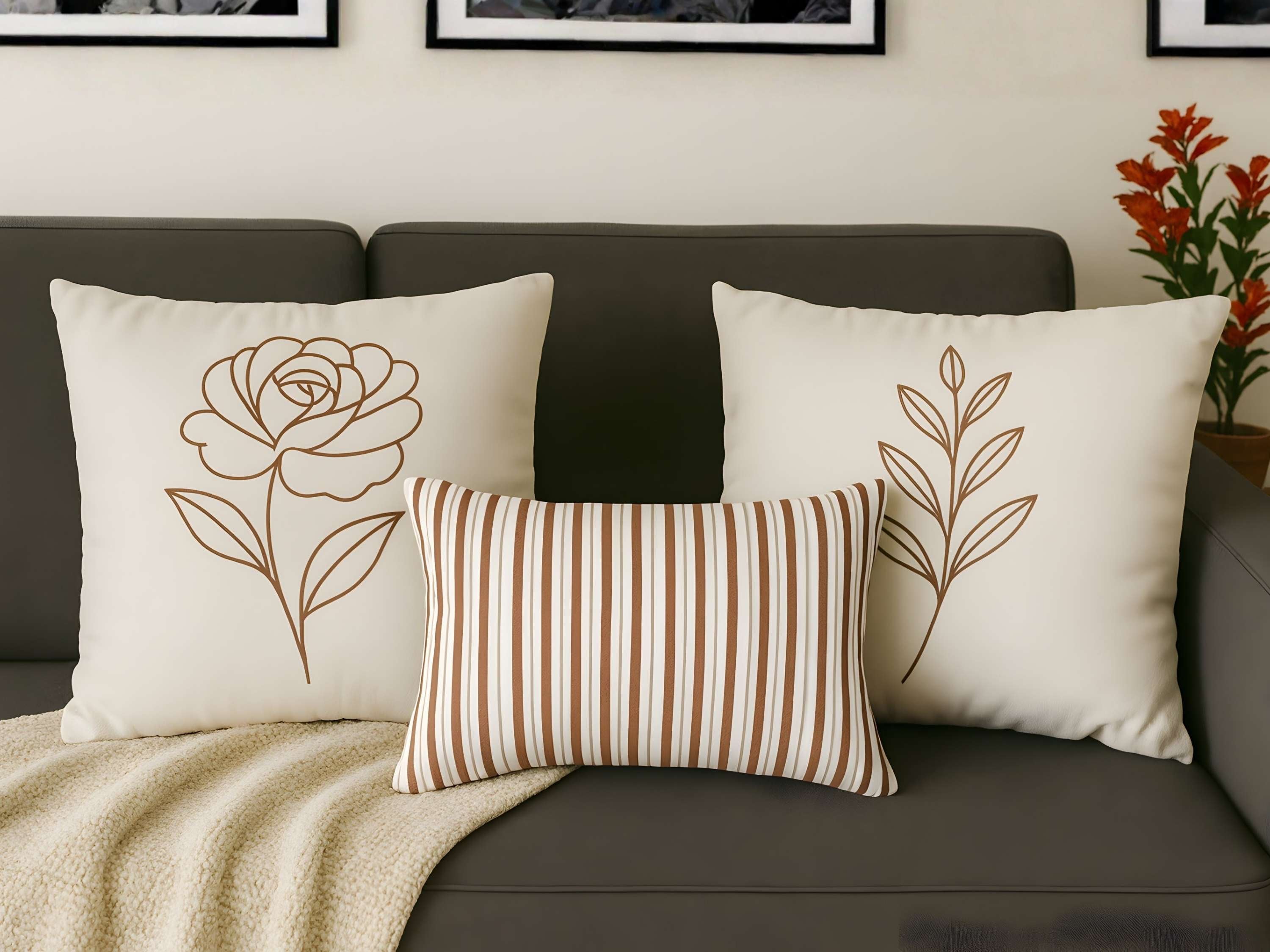 Botanical Pillow Cover & Lumbar Set | Wild Rosaria Trio - Durazza