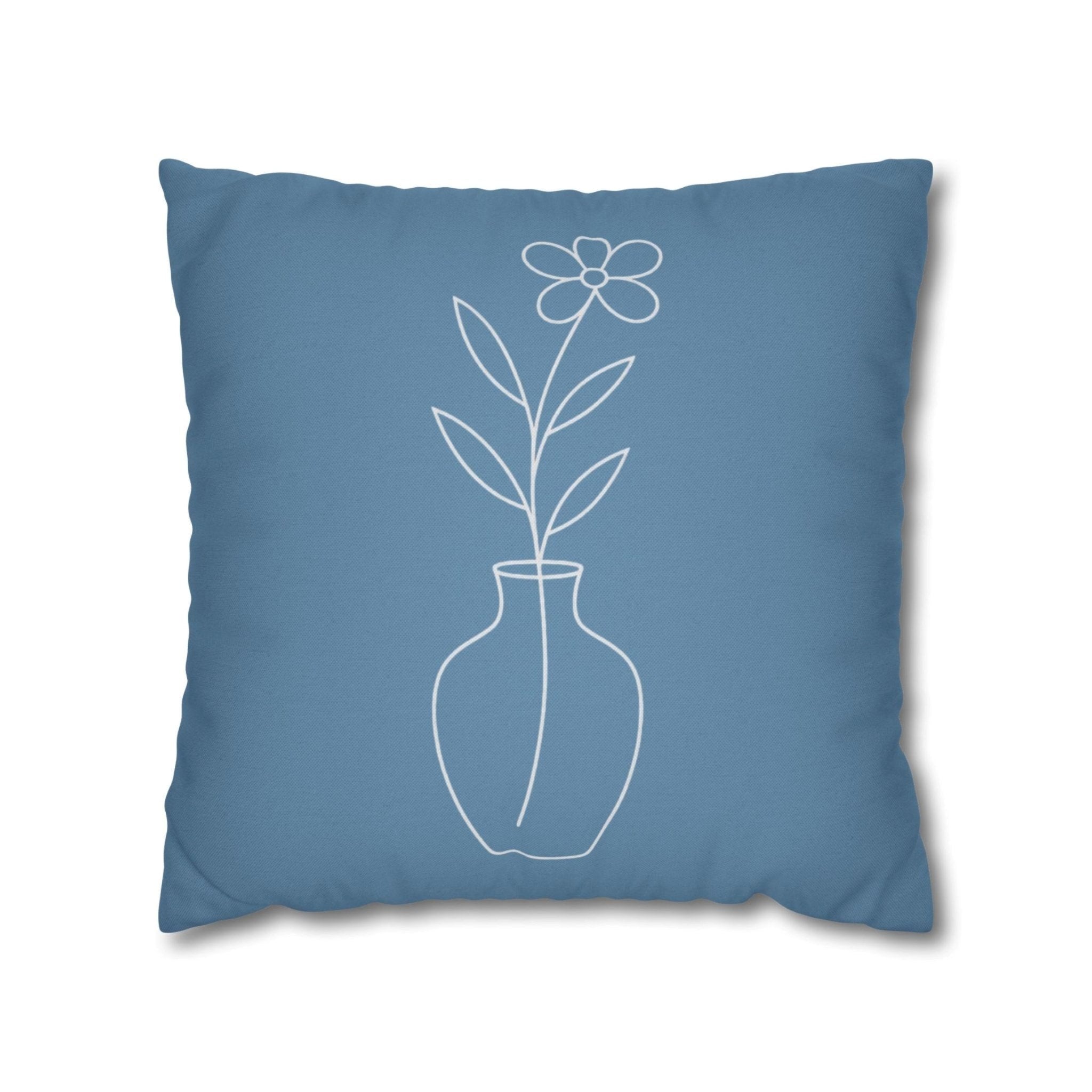 Blue Floral Trio Pillow Cover - 20" Woven Cotton | Durazza