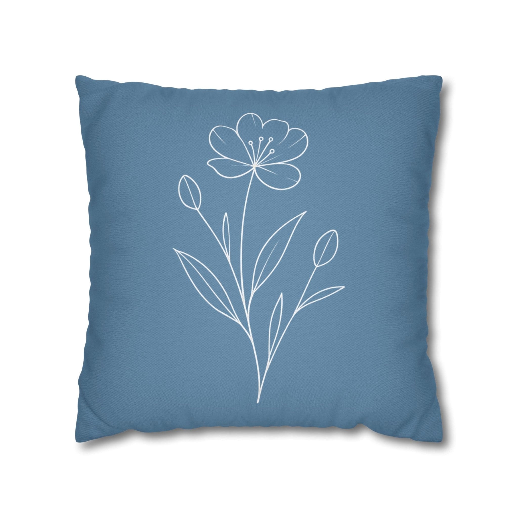 Blue Floral Trio Pillow Cover - 20" Woven Cotton | Durazza
